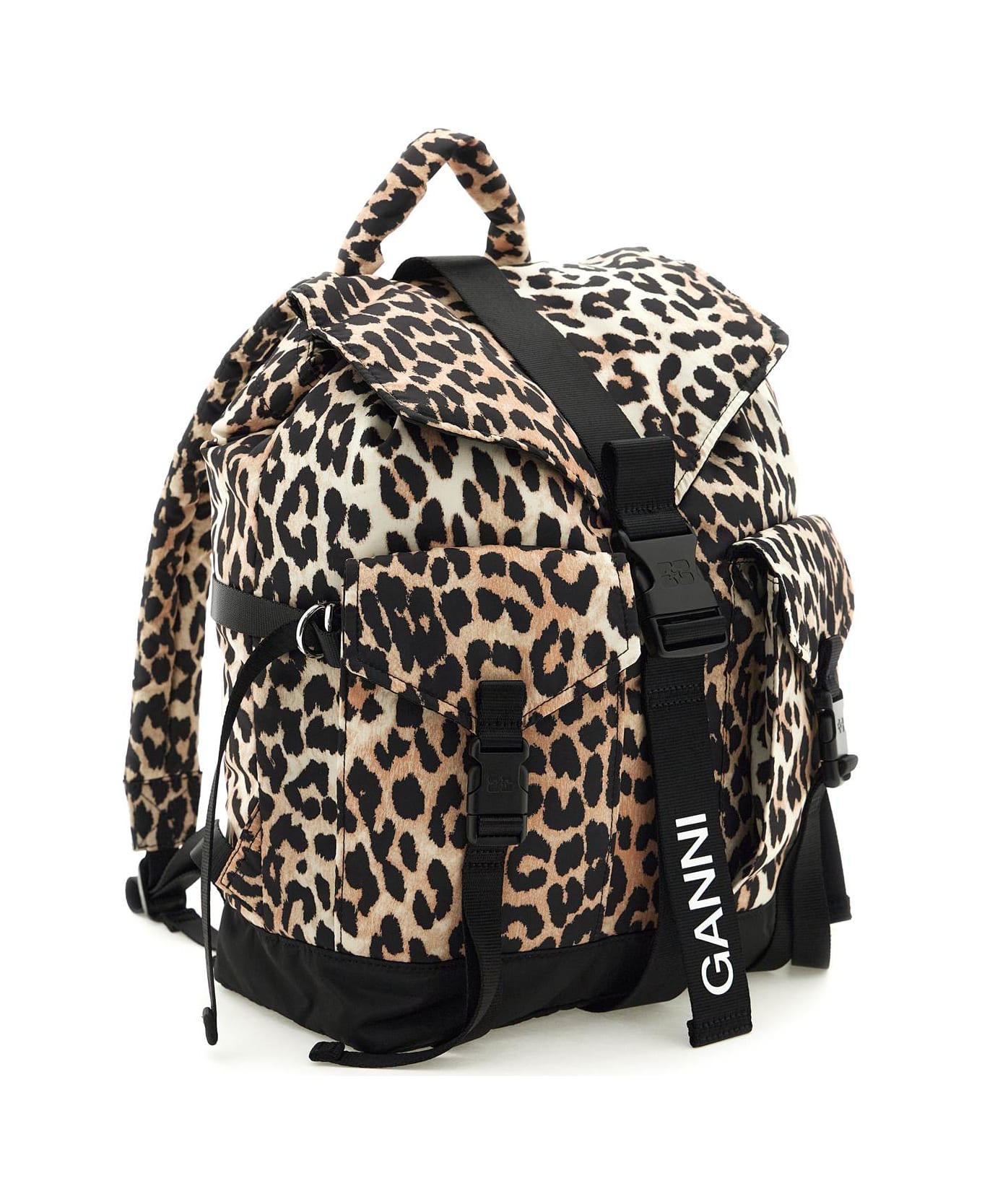 Ganni 
leo
 Multicolor Recycled Polyester Backpack - LEOPARD (Beige)