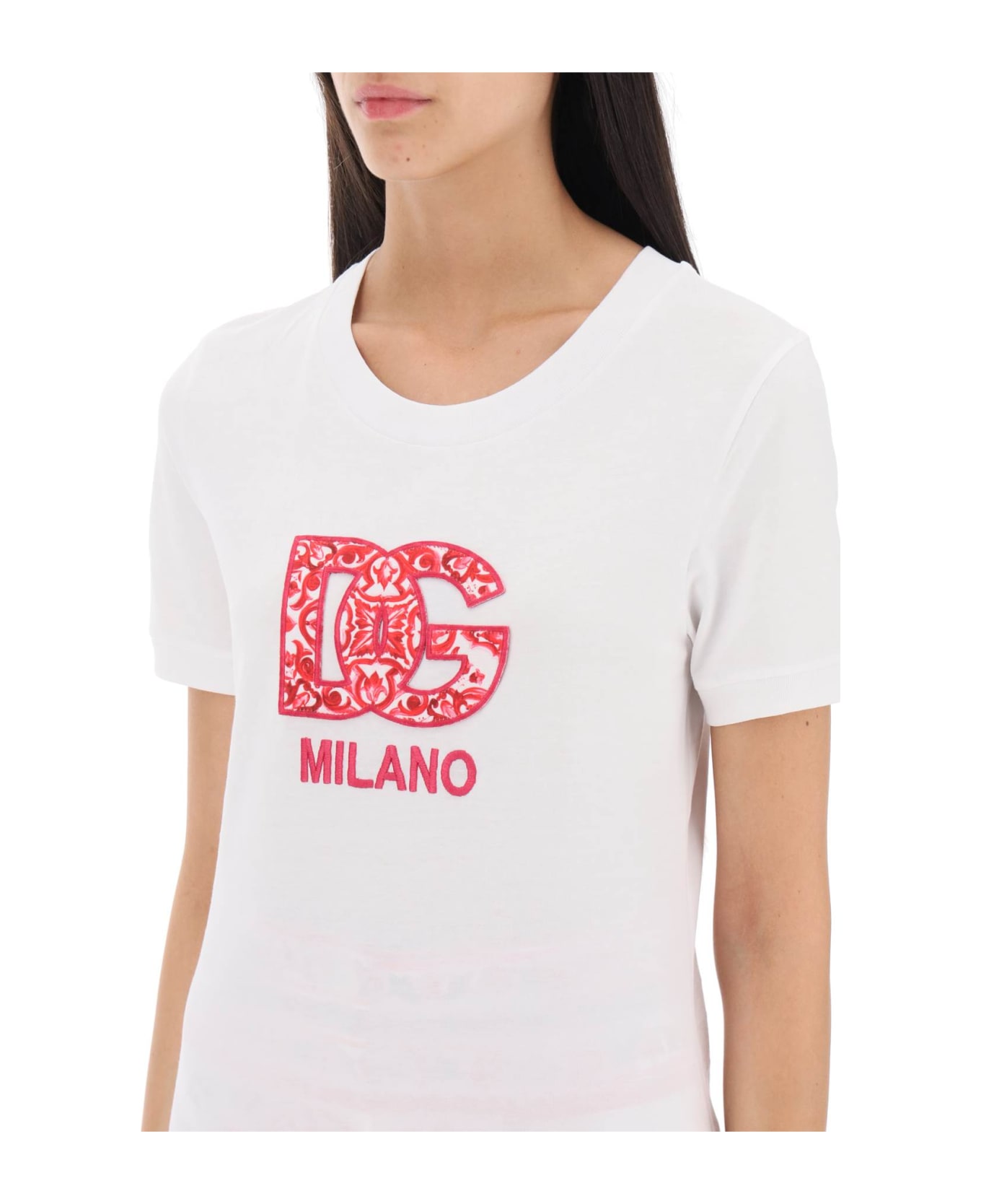 Dolce & Gabbana T-shirt With Dg Patch - White