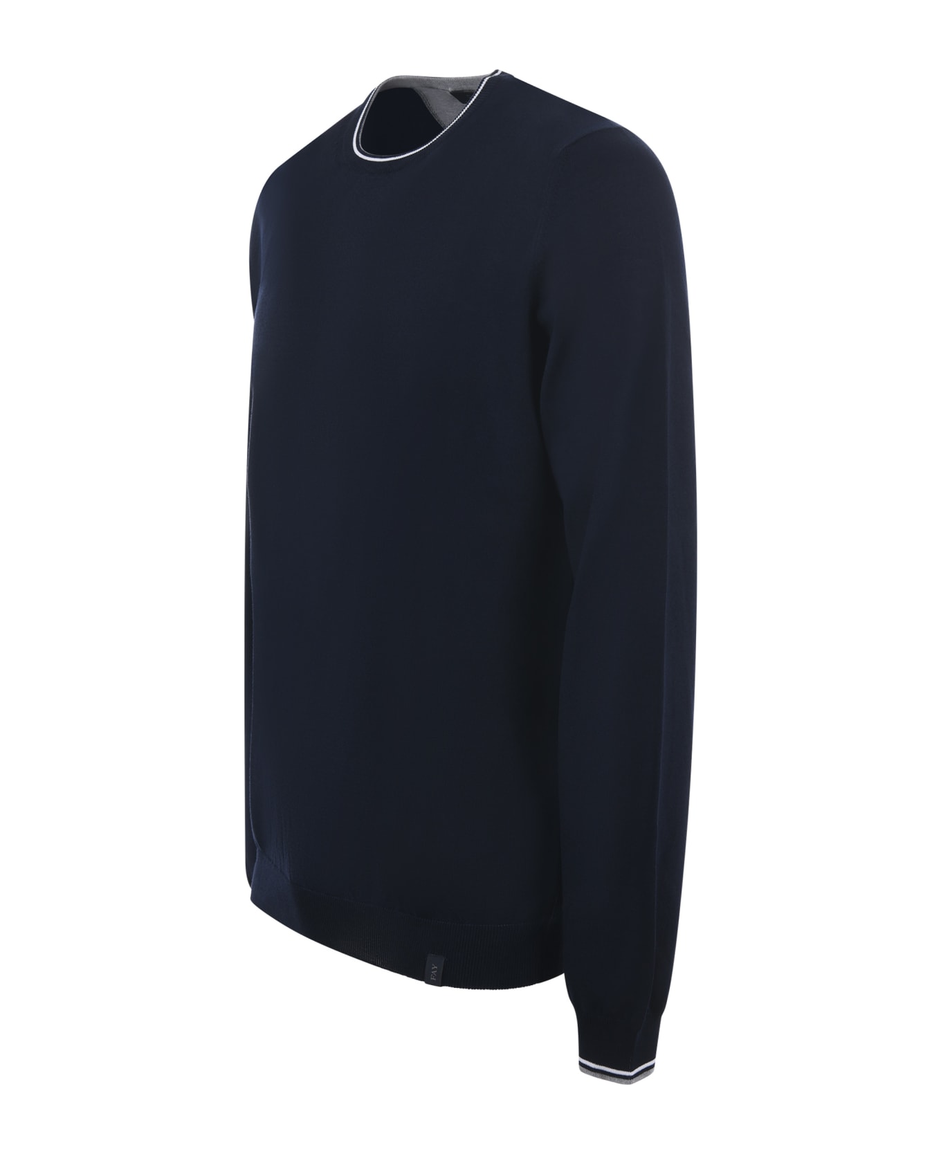 Fay Rib Trim Plain Sweatshirt - Blu scuro