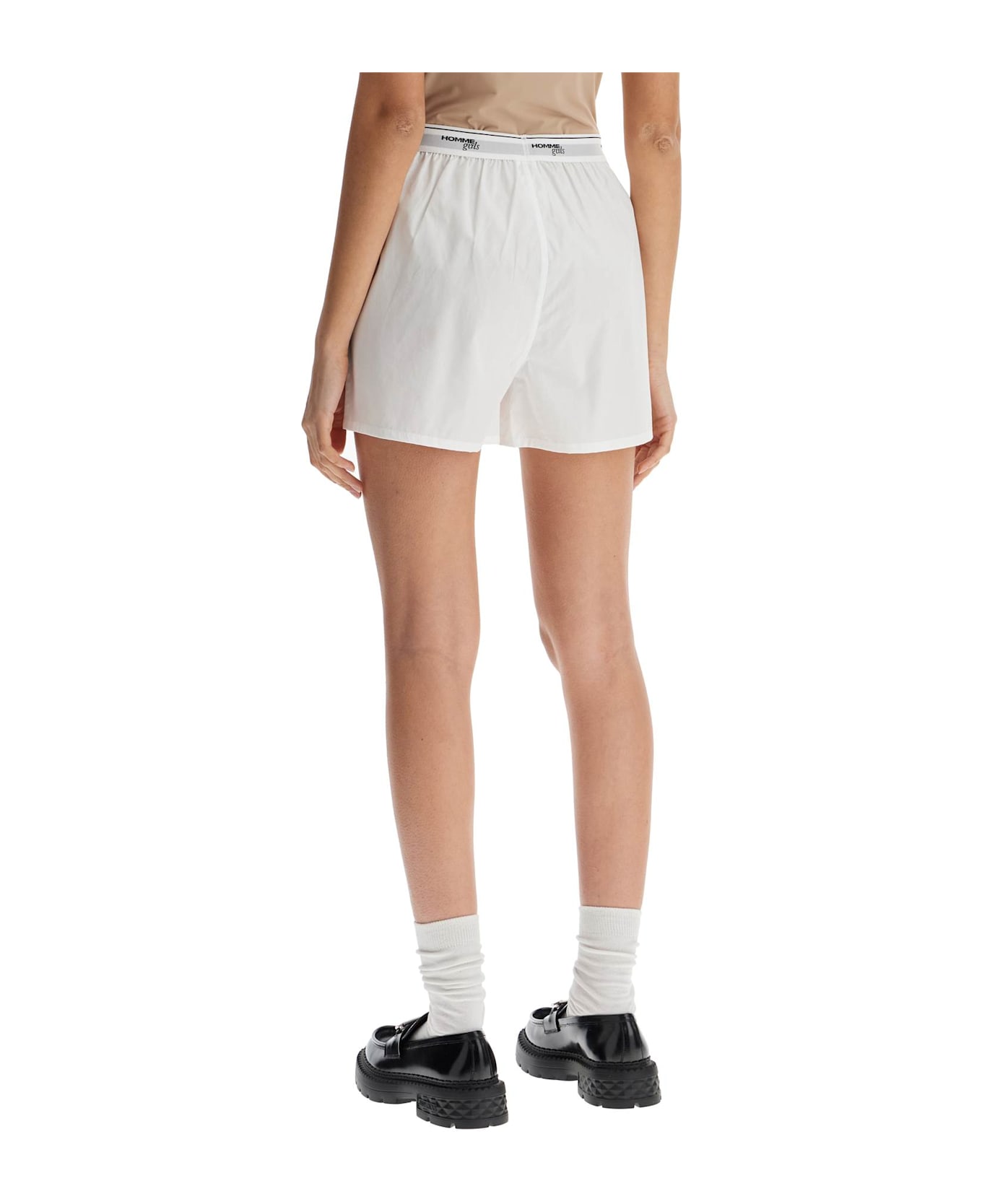 HommeGirls Men's High-waisted White Cotton Boxer - White