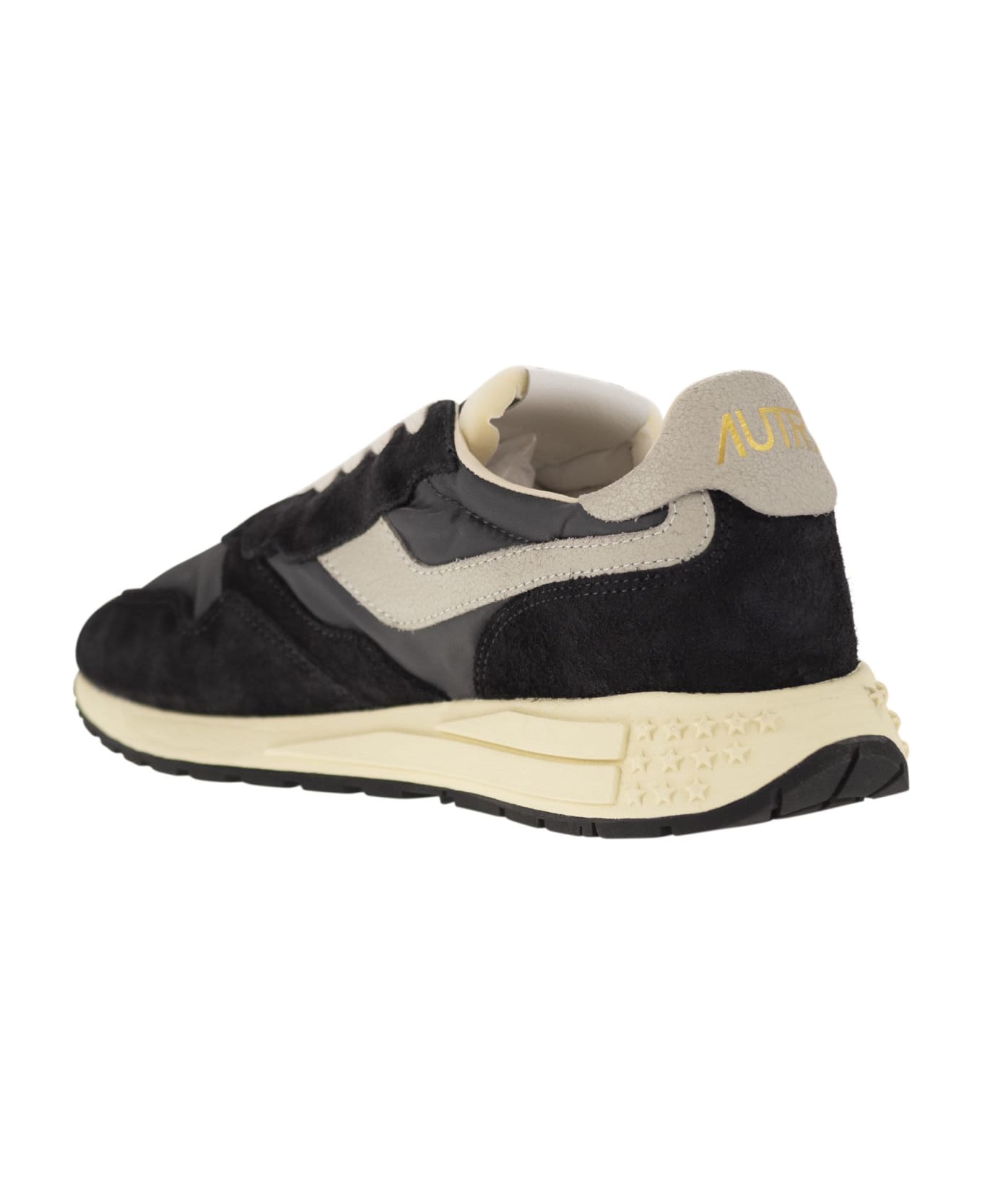 Autry Reelwind - Suede And Technical Textile Trainer - Black