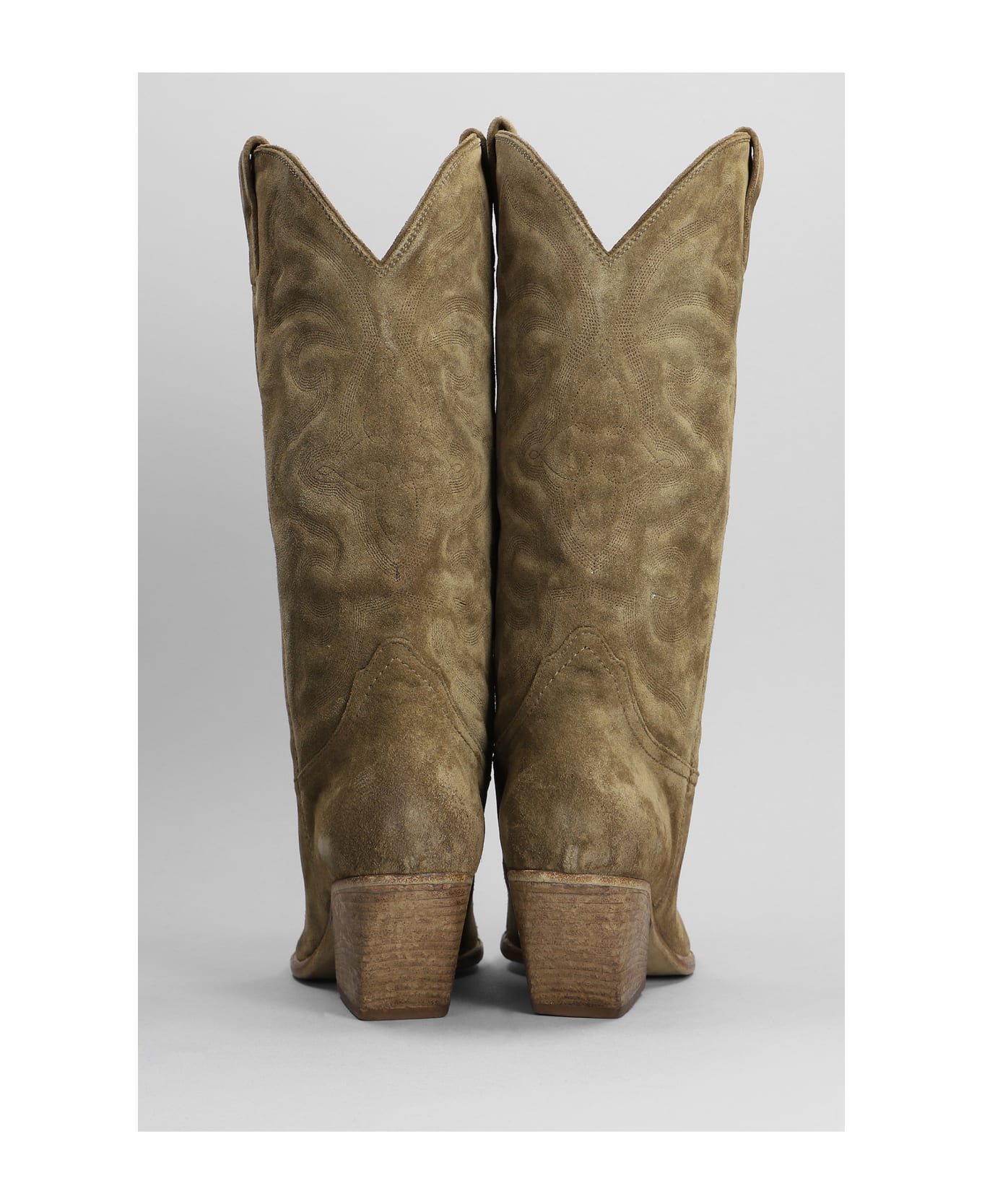 Elena Iachi Texan Boots In Taupe Suede - taupe