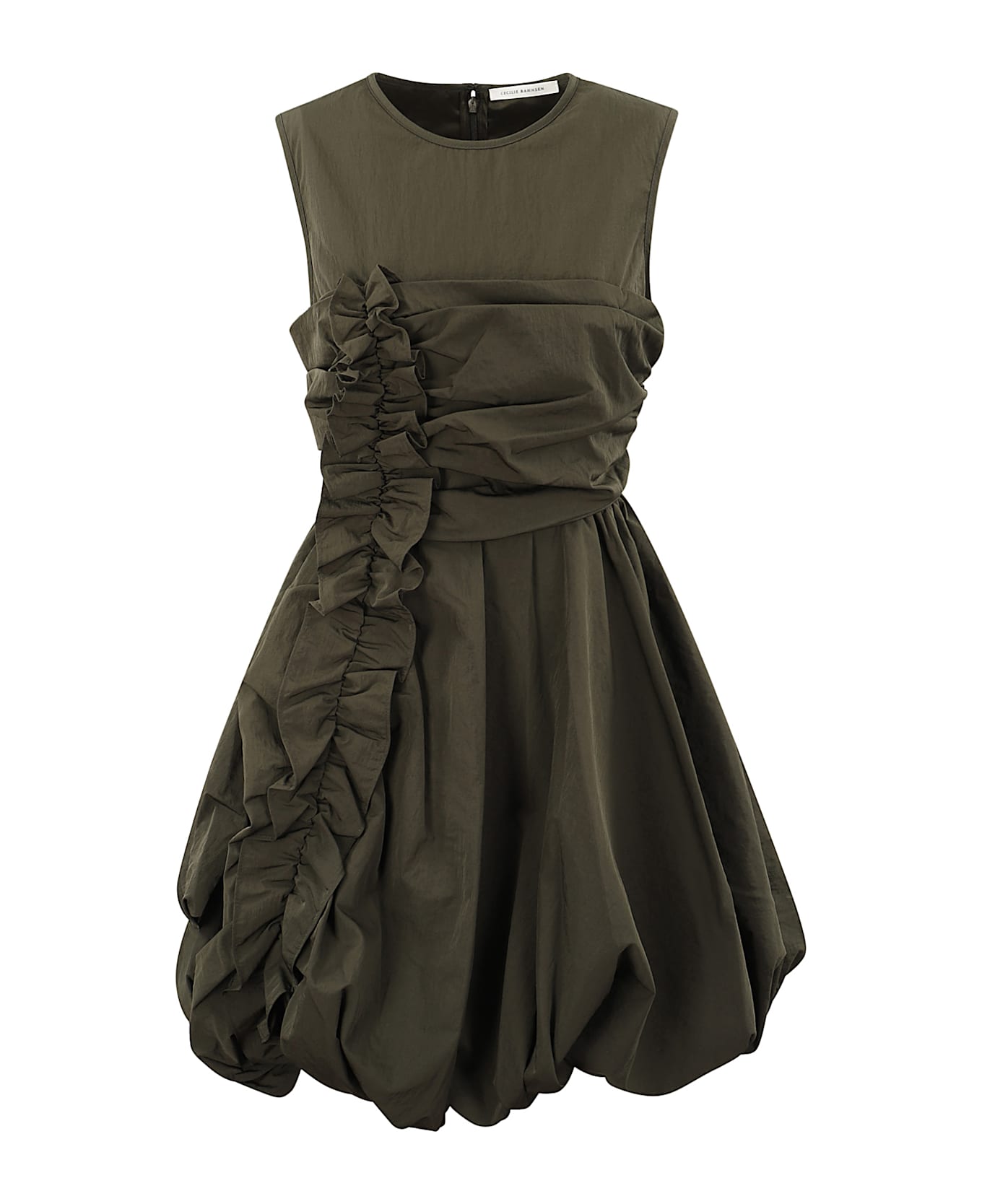 Cecilie Bahnsen Olivia Dress Recycled Taffeta Grey Olive | italist