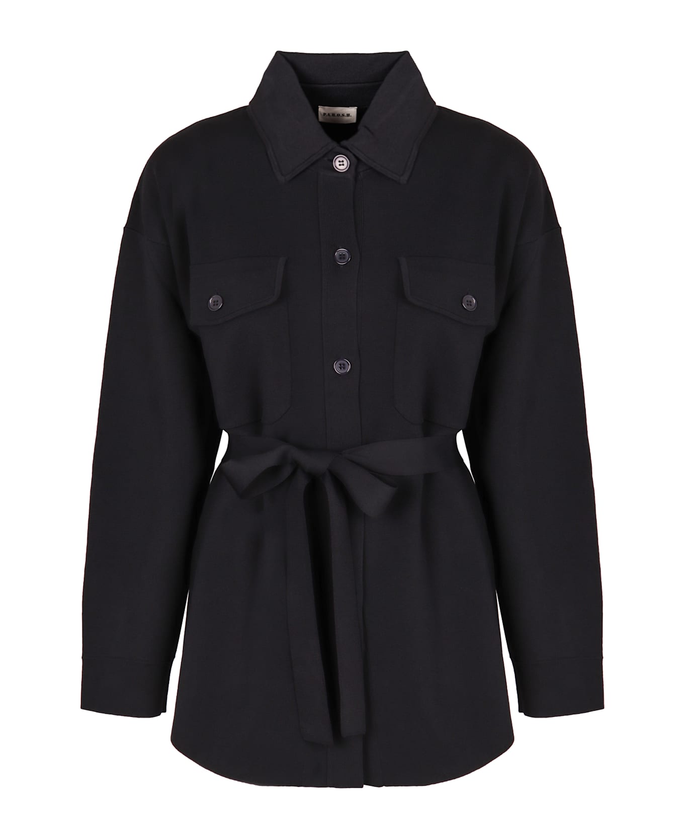 Parosh Knit Shirt With Belt - blue