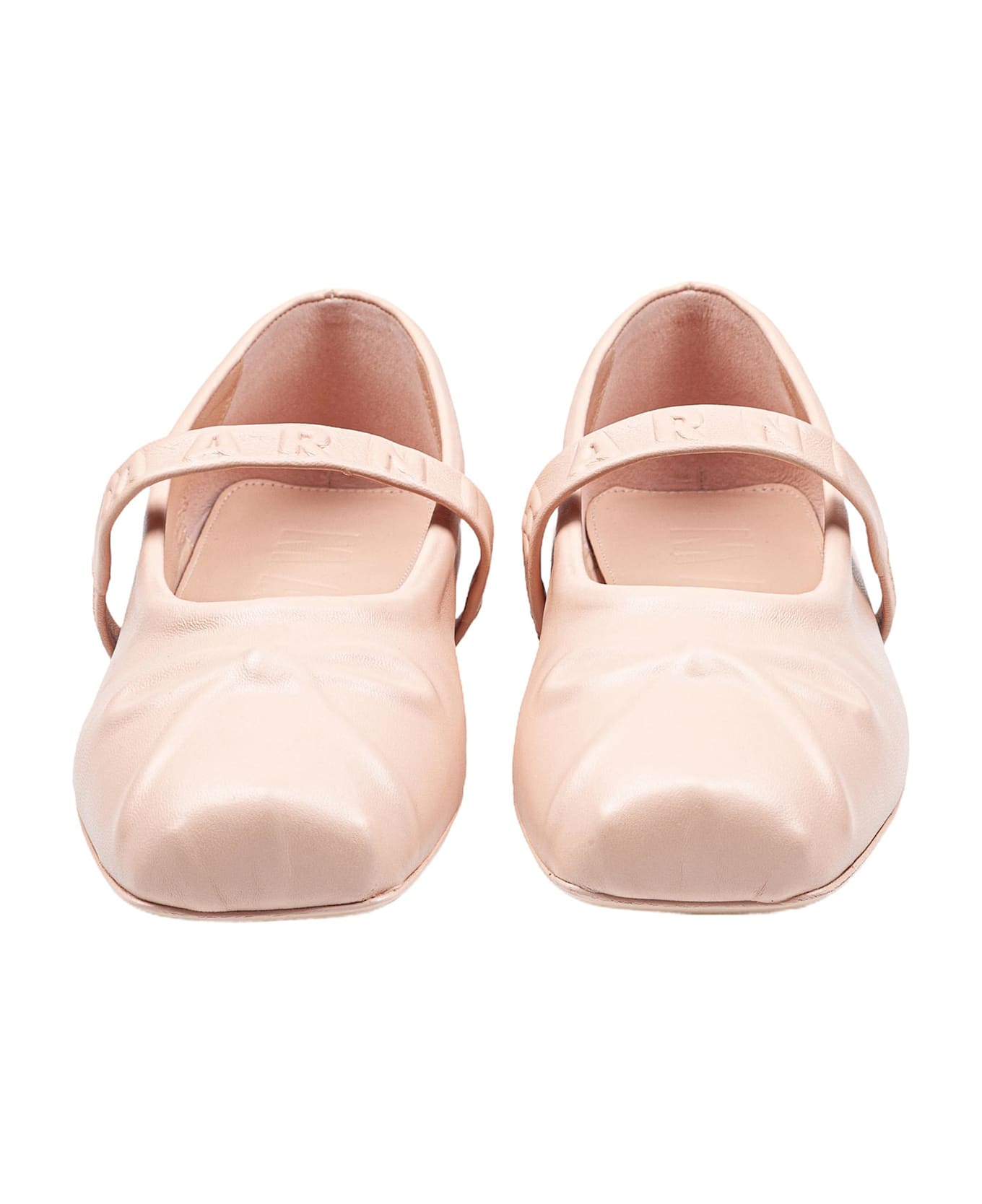 Marni Mary Jane Shoes In Leather With Embossed Bow - PINK