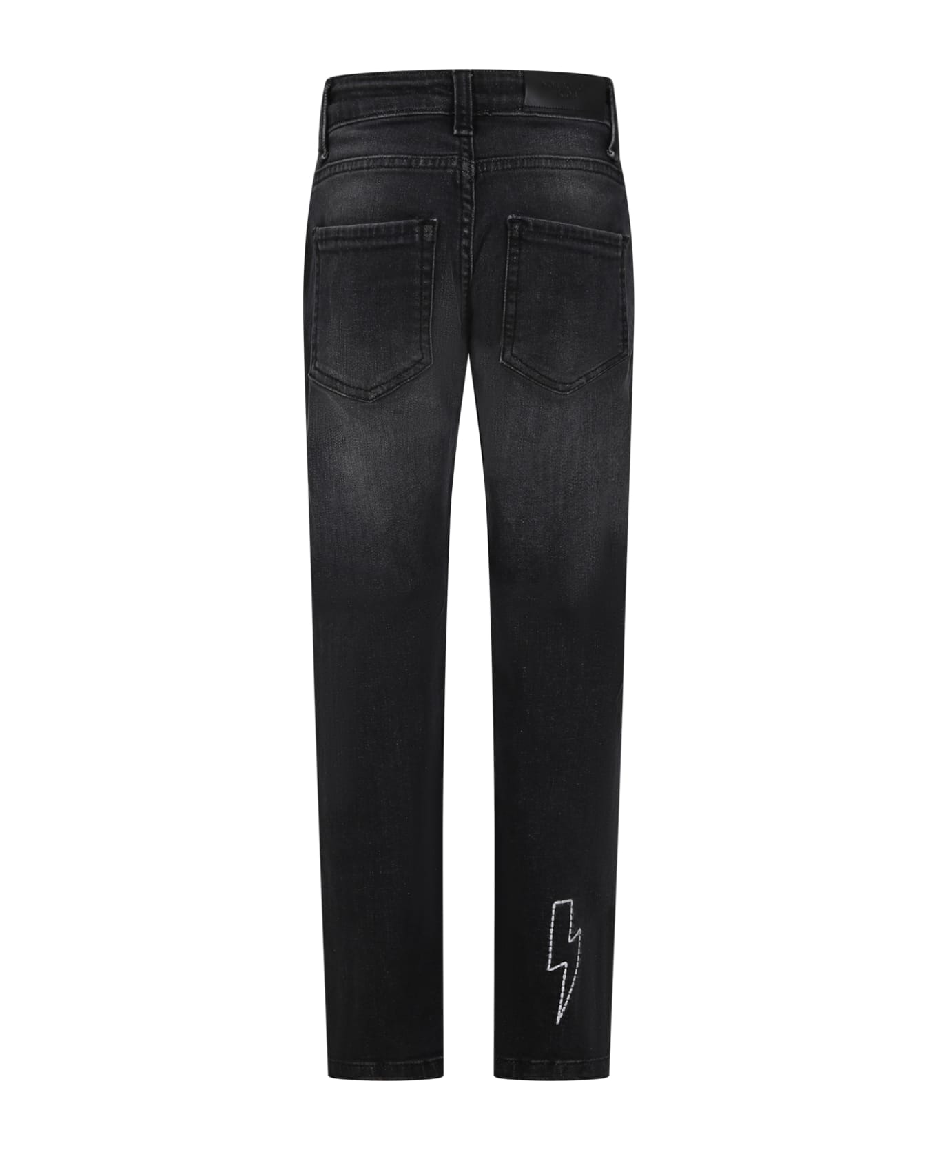 Neil Barrett Black Jeans For Boy With Logo - Denim ボトムス