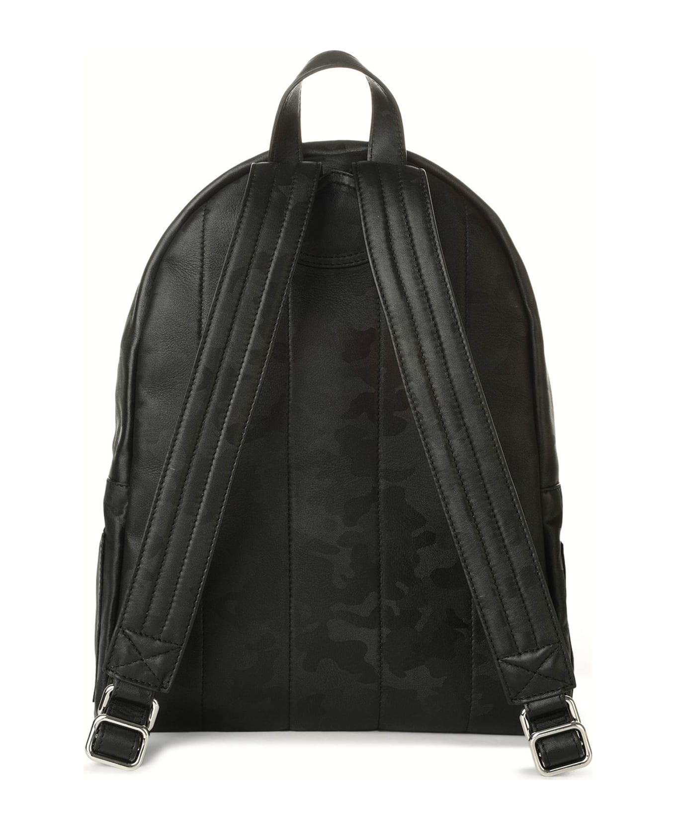 Orciani Skyline Black Leather Backpack - Black バックパック