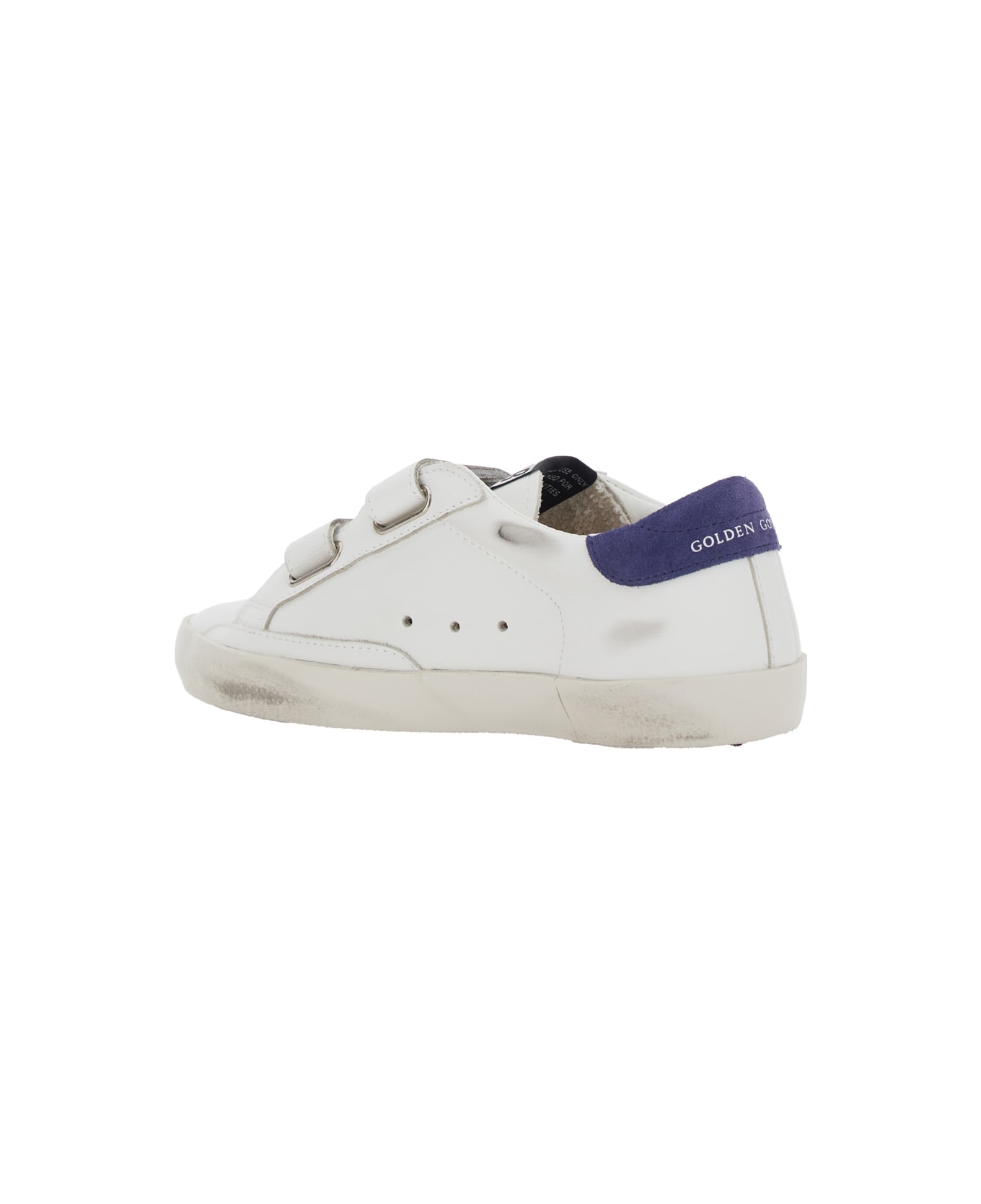 Golden Goose 'old School' White Low-top Sneakers With Side Star Patch In Leather Boy - White
