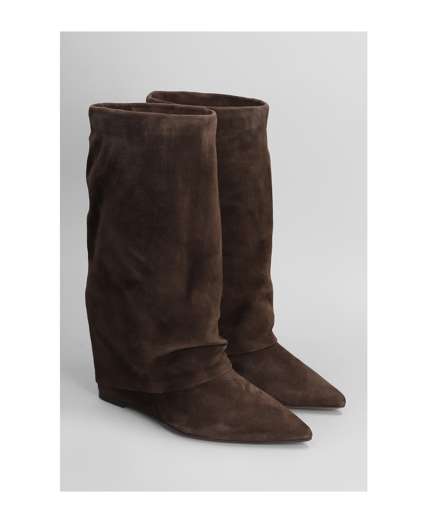 The Seller High Heels Ankle Boots In Dark Brown Suede - dark brown