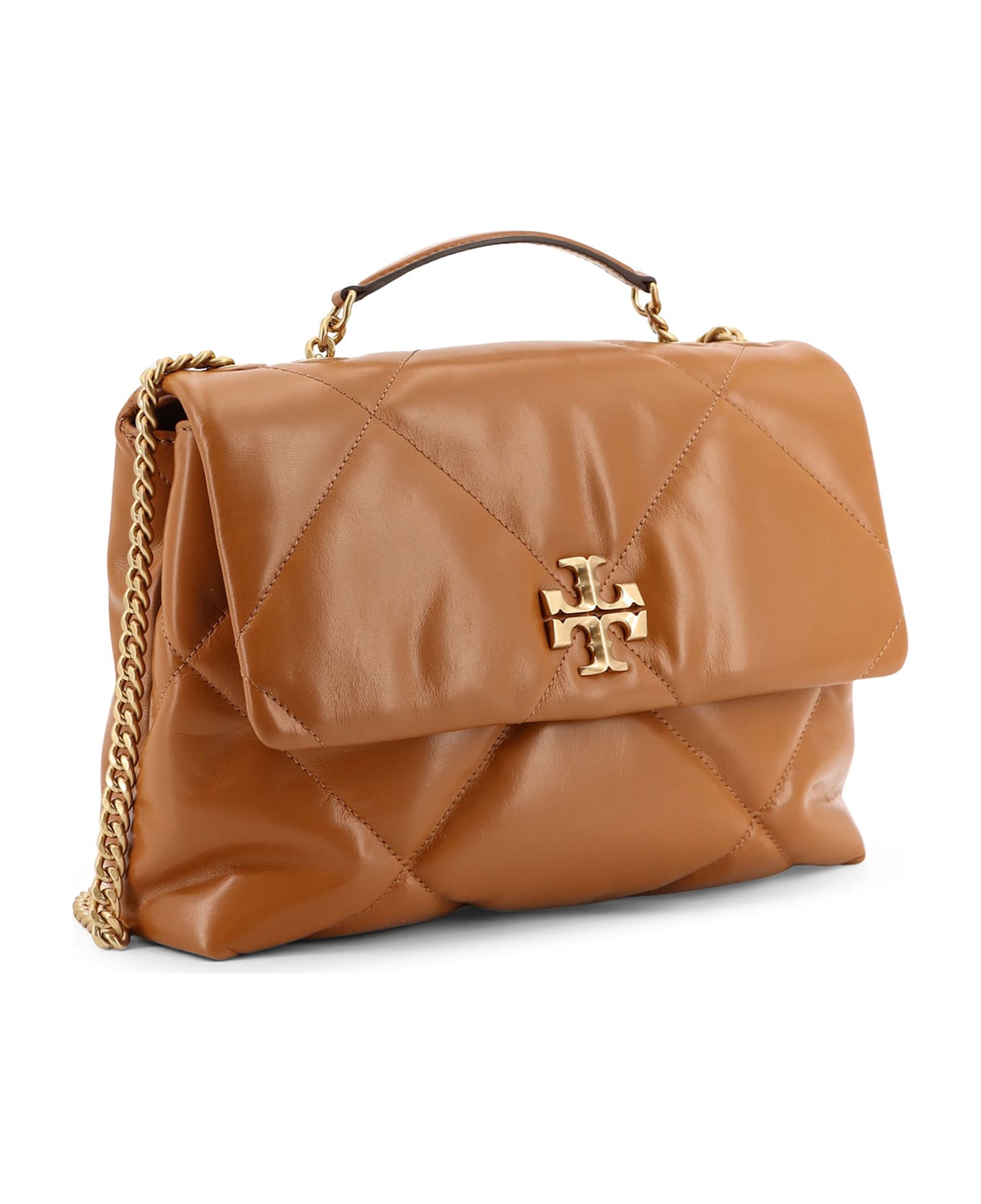 Tory Burch Kira Metelassé Leather Shoulder Bag - CLASSIC CHESTNUT