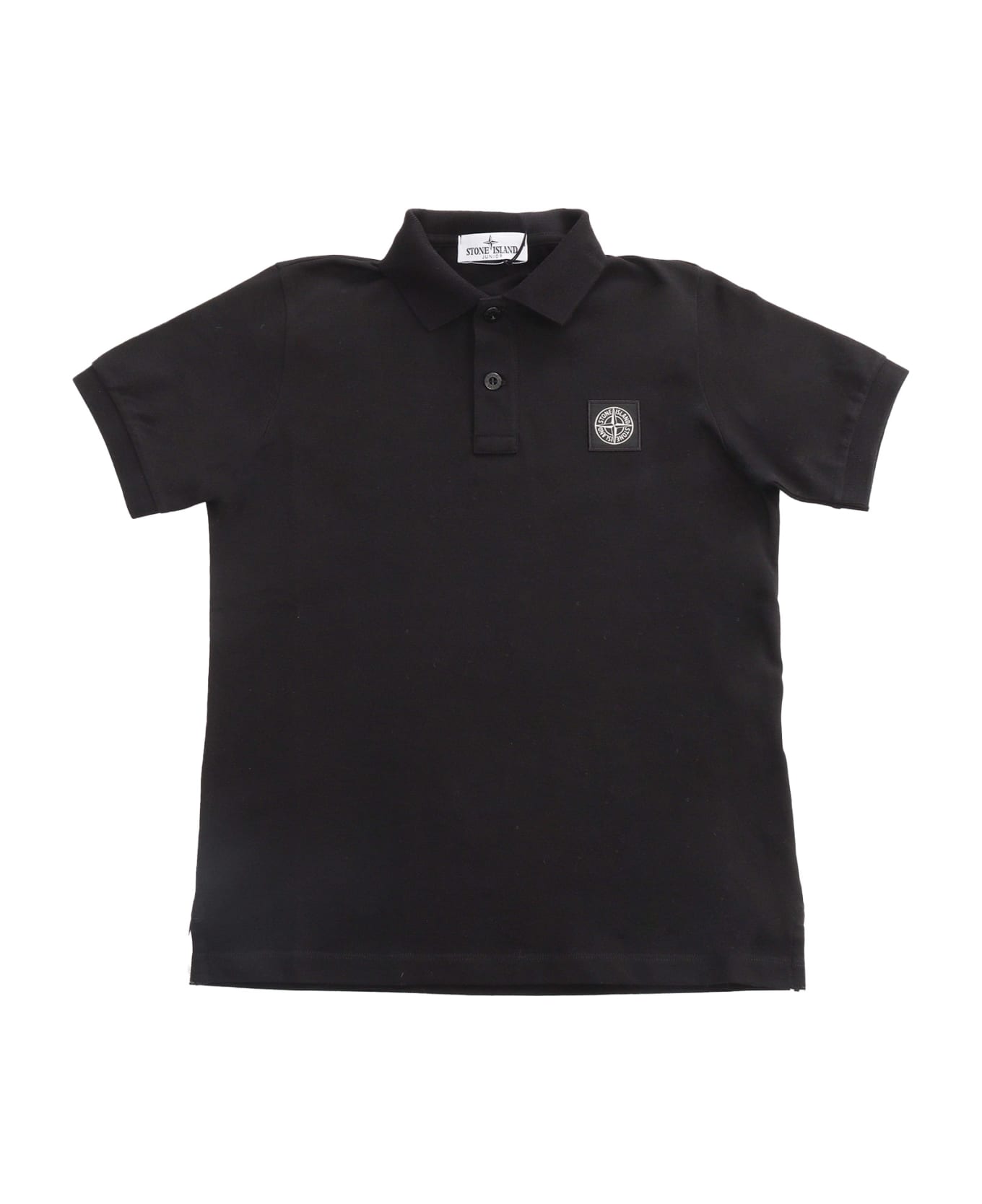 Stone Island Junior Black Polo T-shirt - BLACK