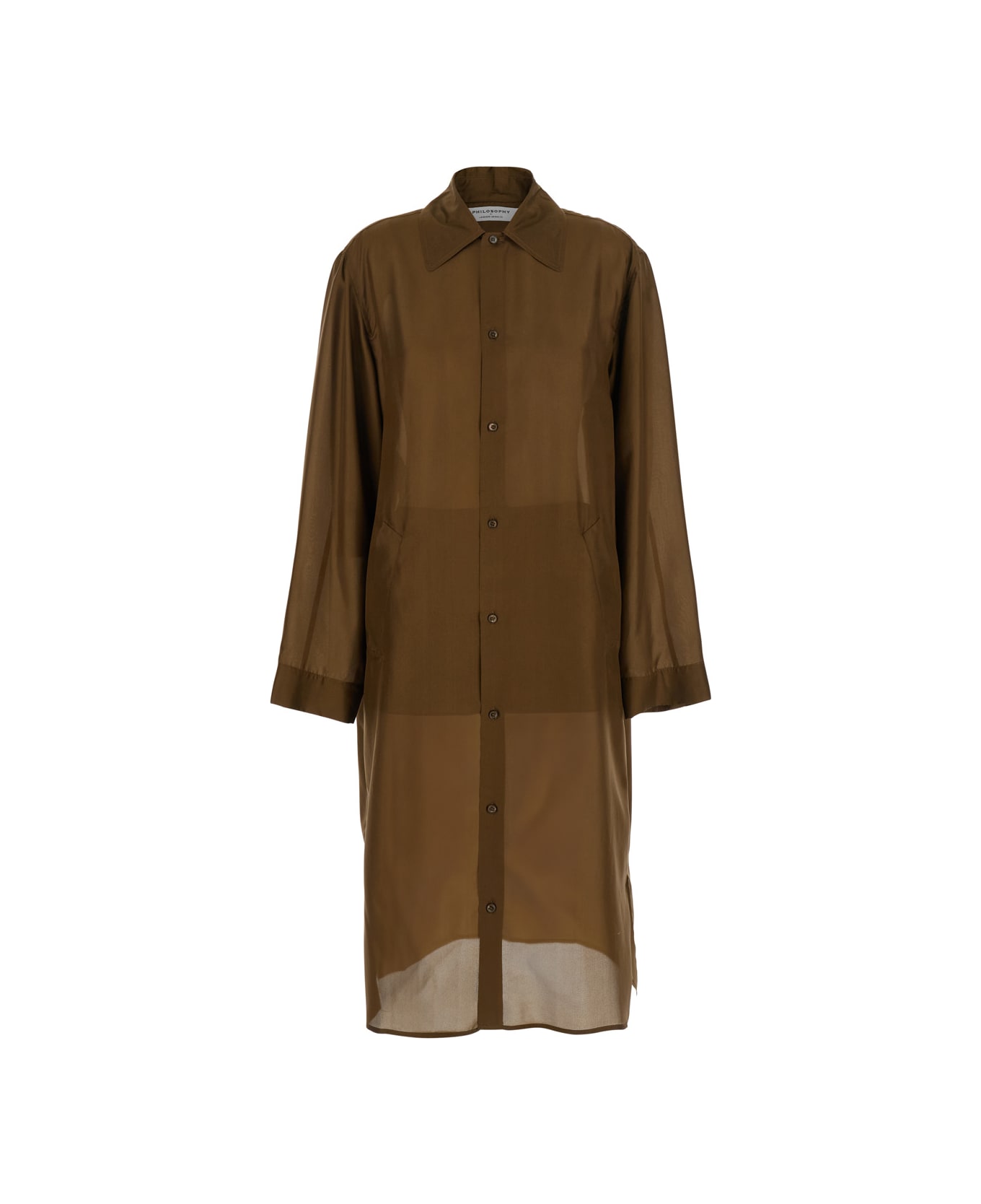 Philosophy di Lorenzo Serafini Cardigan With Wide Collar And Long Sleeves - Brown