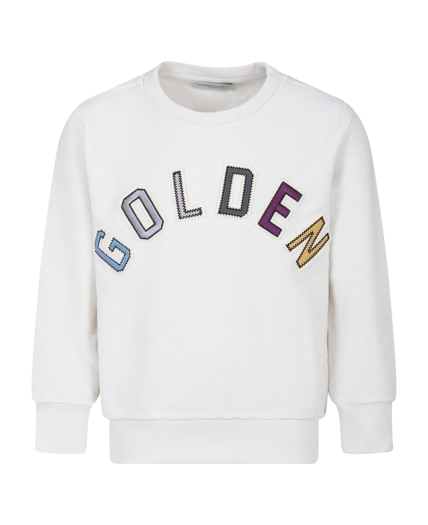 Golden Goose Ivory Sweatshirt For Kids With Logo - Ivory