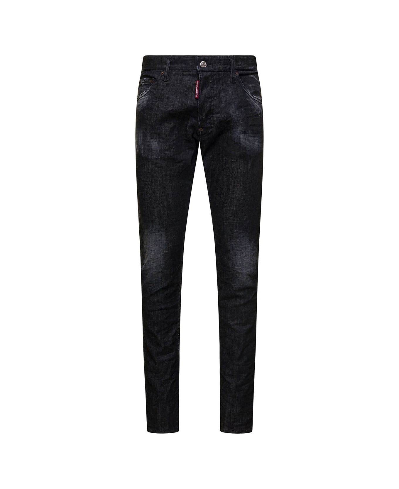 Dsquared2 'cool Guy' Black Five Pockets Jeans With Used Wash In Stretch Cotton Denim Man - Black デニム