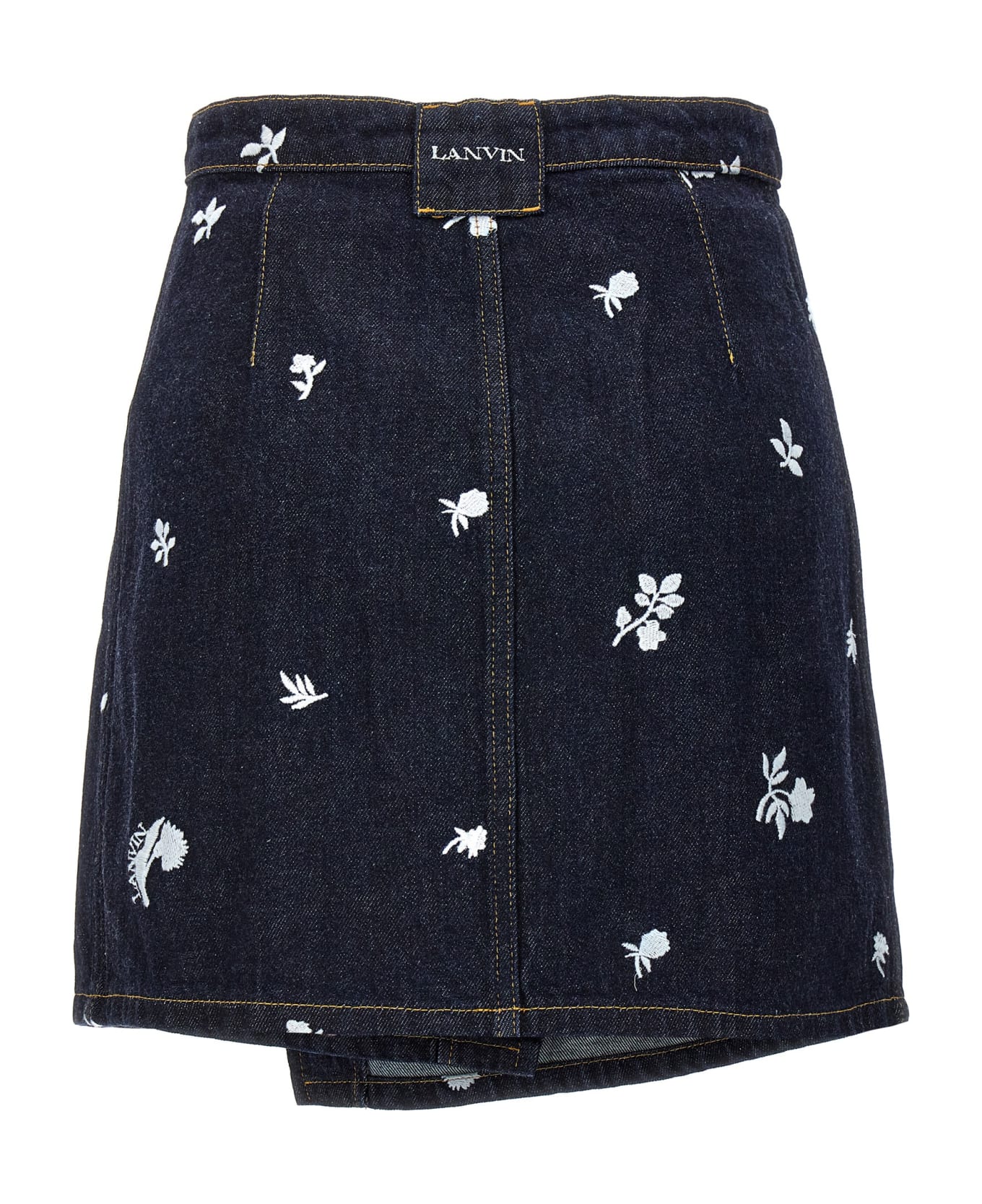 Lanvin All-over Embroidery Skirt - Navy Blue