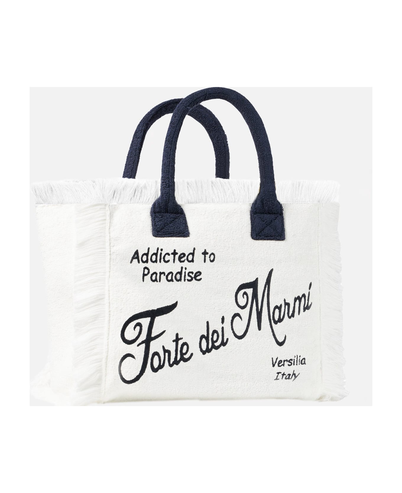 MC2 Saint Barth Vanity Terry Shoulder Bag With Forte Dei Marmi Embroidery - WHITE