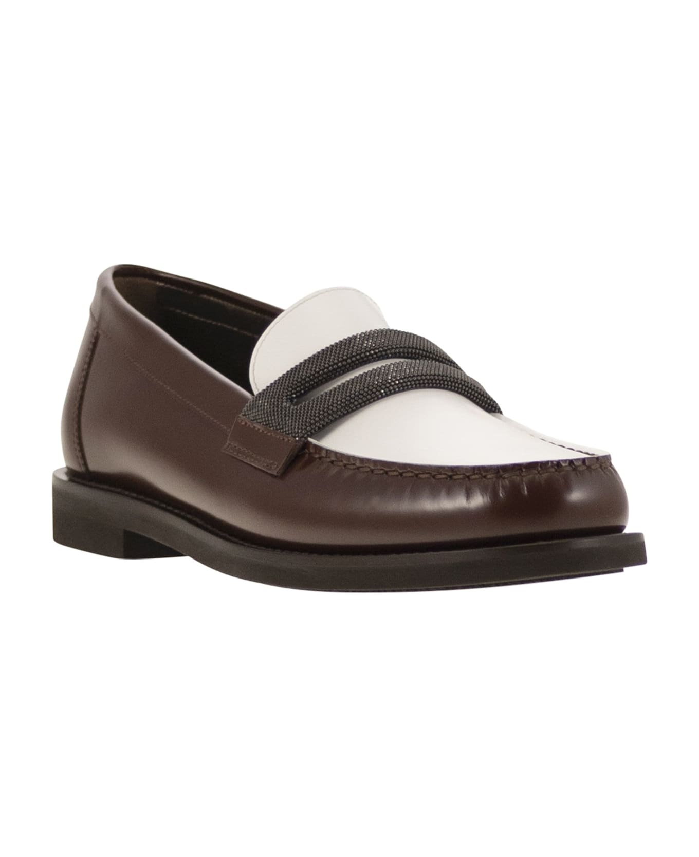 Brunello Cucinelli Two-tone Loafers - Castagno フラットシューズ