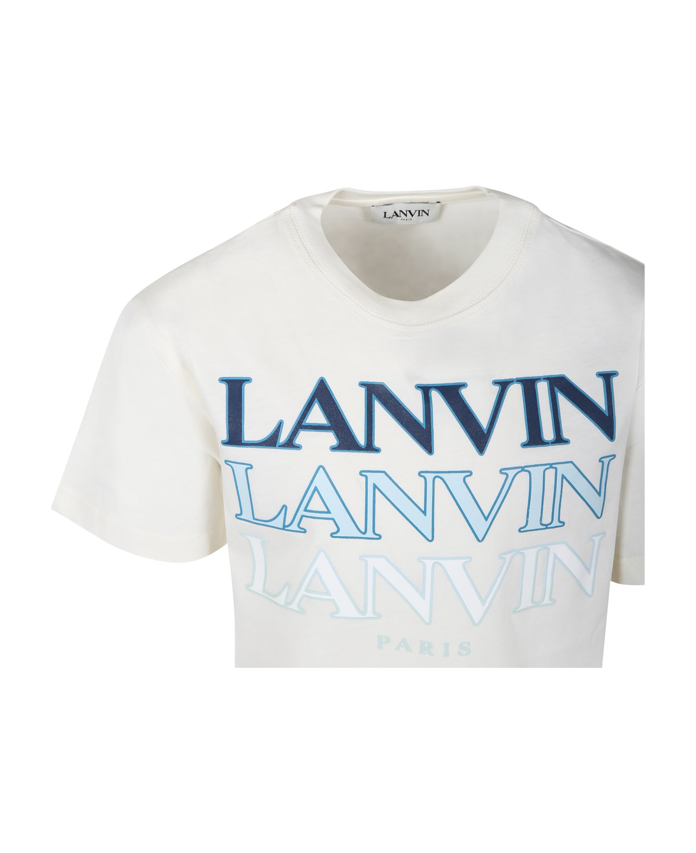 Lanvin Ivory T-shirt For Boy With Logo - Bianco Tシャツ＆ポロシャツ