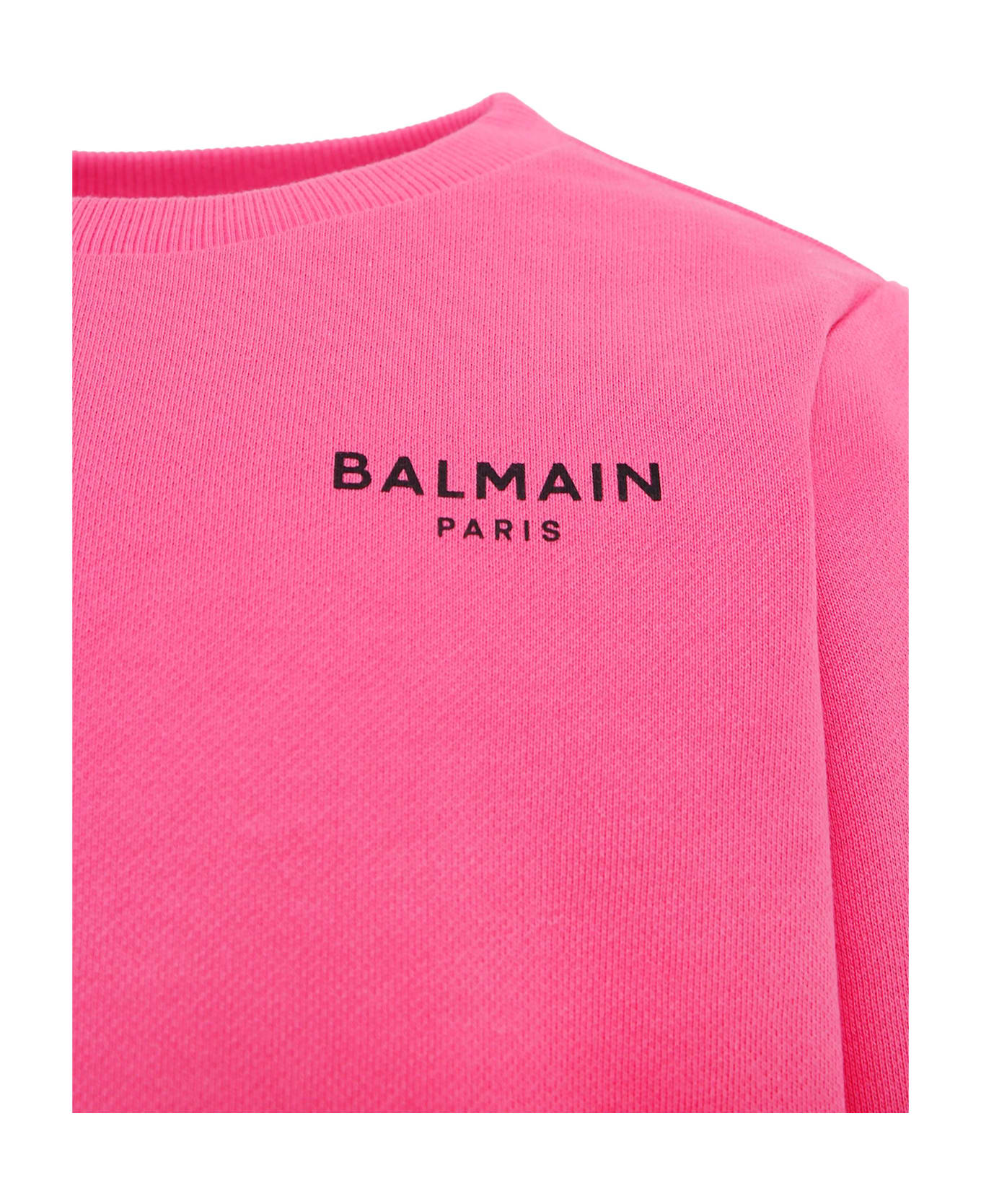 Balmain Pink Sweatshirt For Girl With Logo - Pink