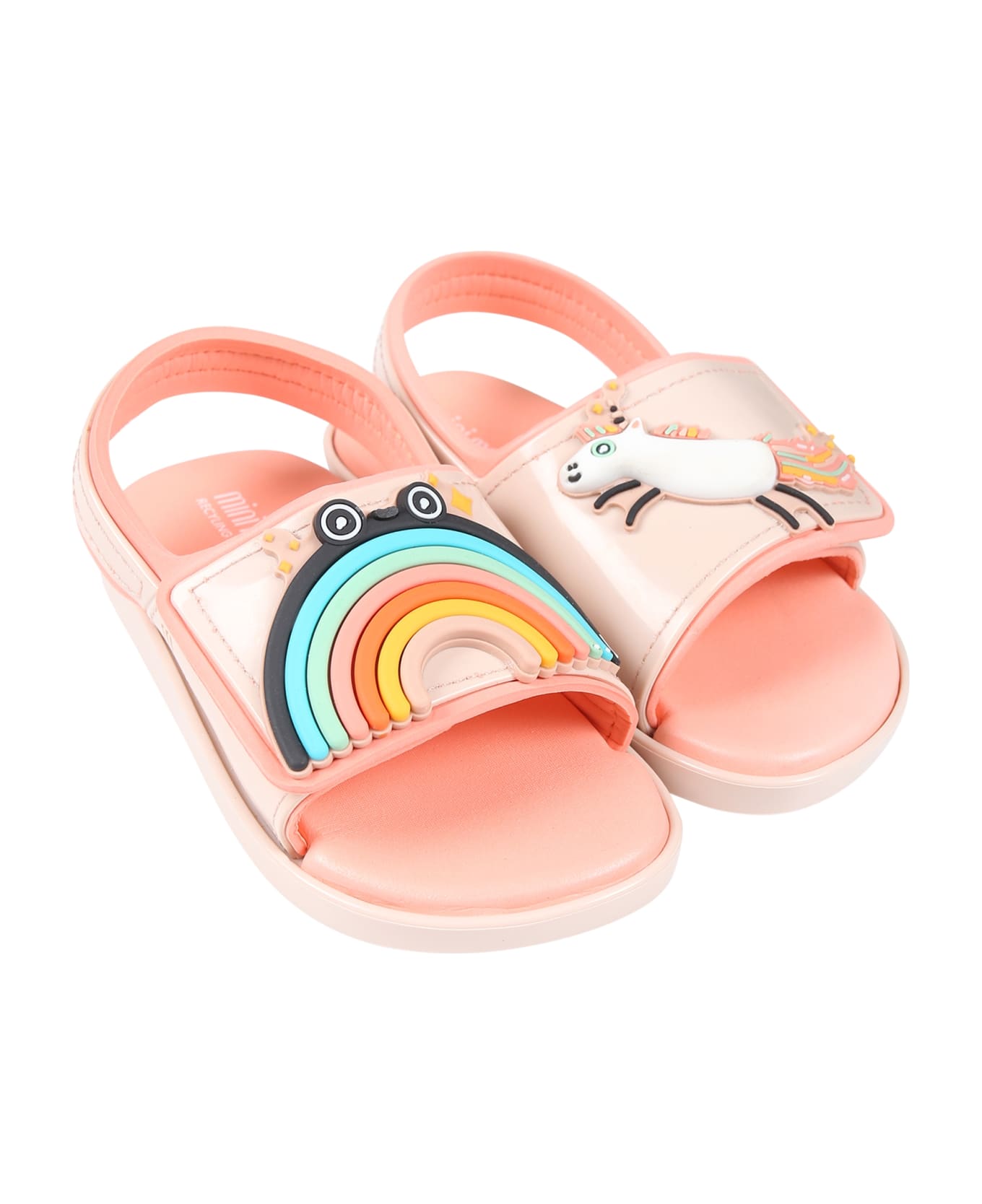 Melissa Pink Sandals For Girl With Rainbow And Unicorn - Pink