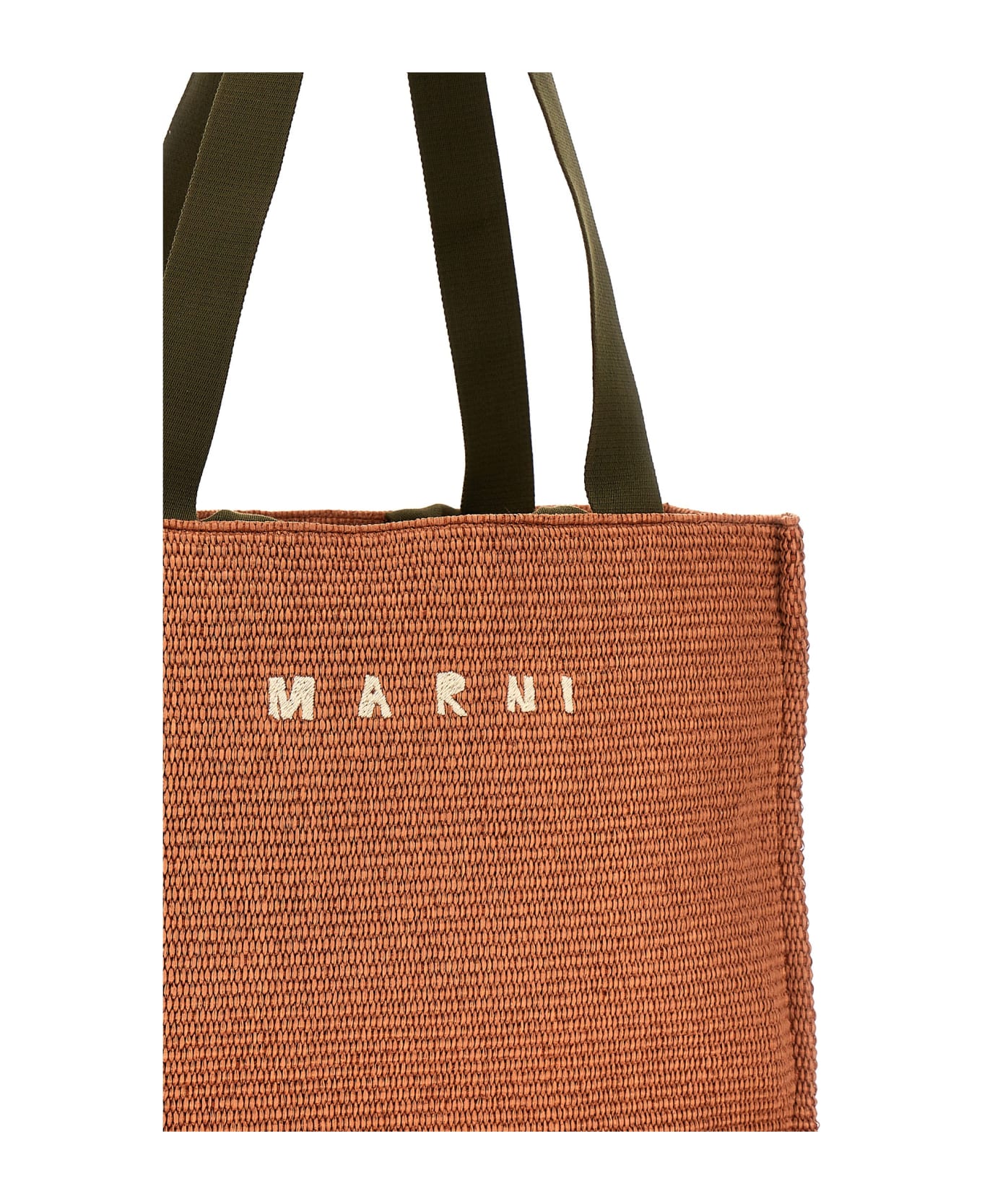 Marni Logo Embroidery Large Shopping Bag - Brown トートバッグ