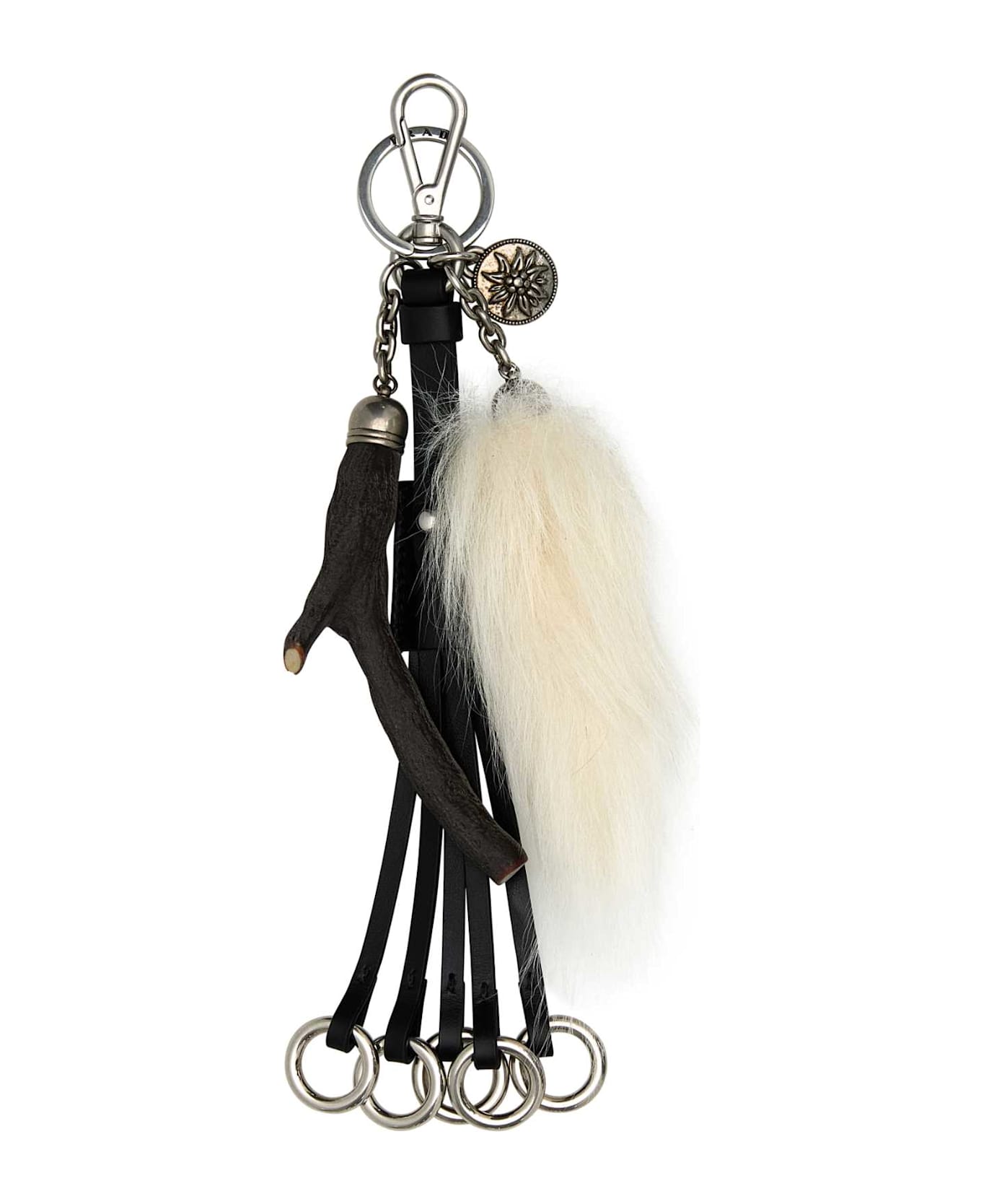 Prada Black Leather Key Ring - BIANCO