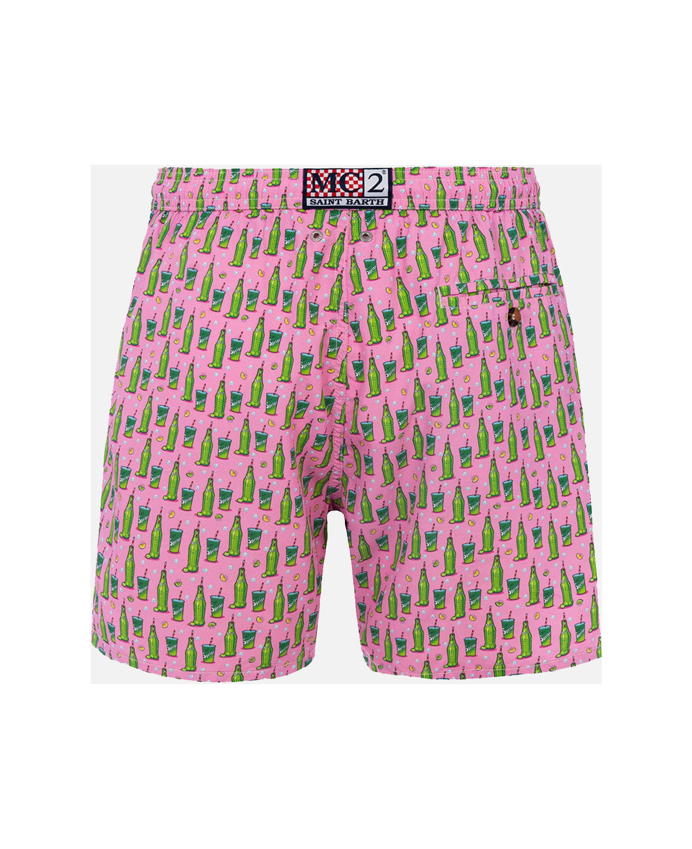 MC2 Saint Barth Man Lightweight Fabric Swim-shorts Lighting Micro Fantasy With Sprite Print | The Coca Cola Company Special Edition - PINK