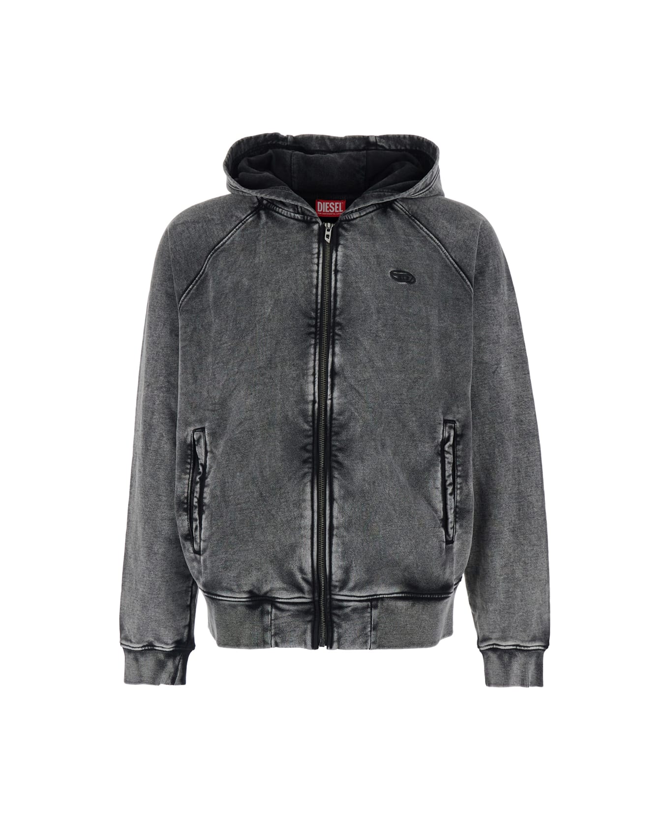 Diesel Grey Hoodie With All-over Faded Effect In Cotton Man - Grey