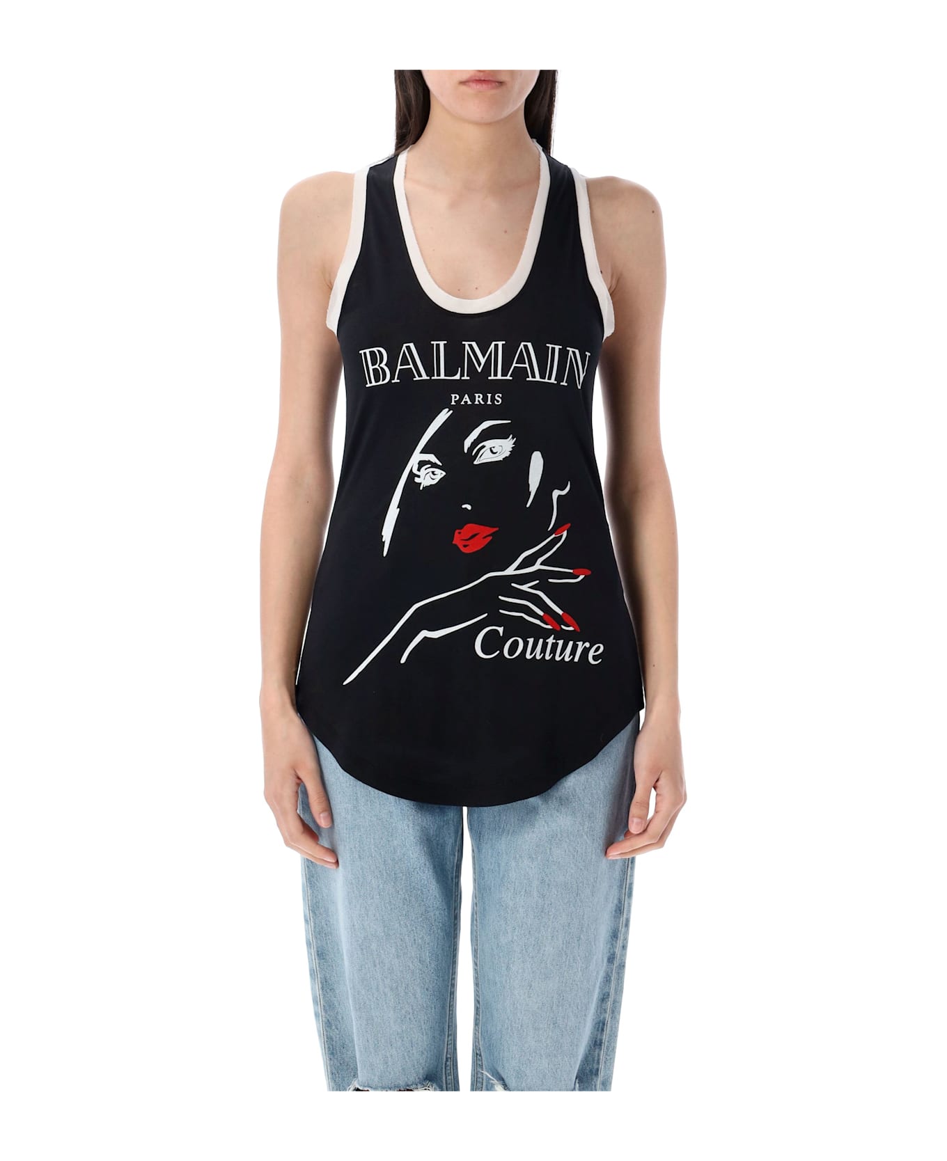 Balmain Beauty Print Tank Top - BLACK