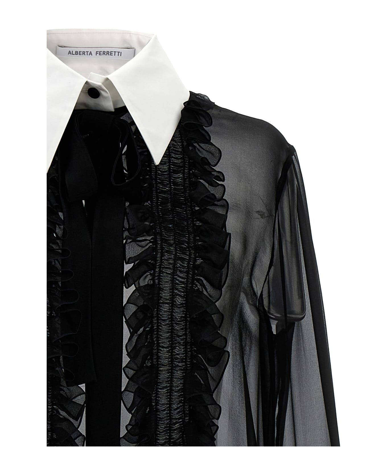 Alberta Ferretti Ruffles Plastron Shirt - Black