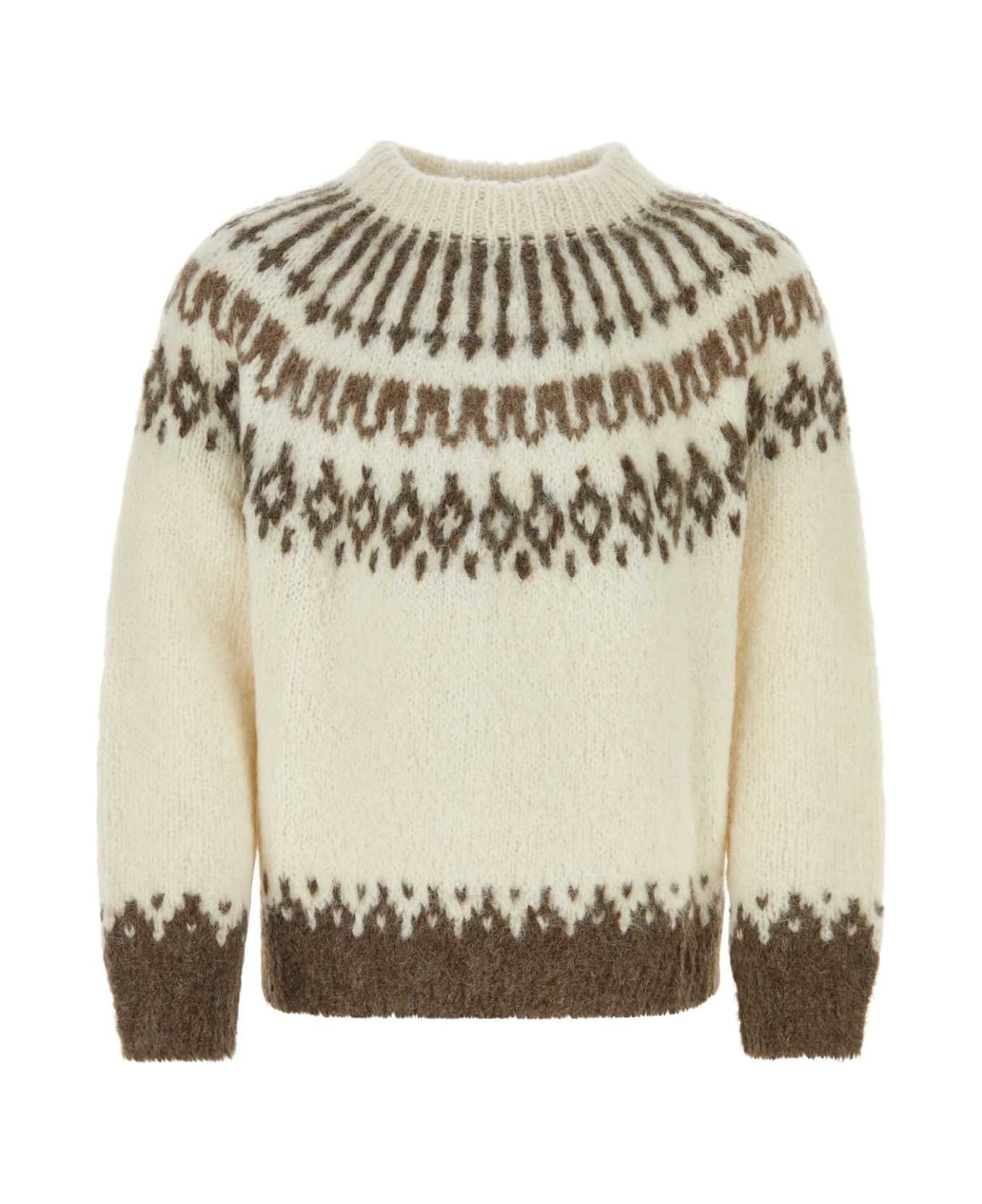 Bode Embroidered Alpaca Blend Oversize Sweater - ECRU