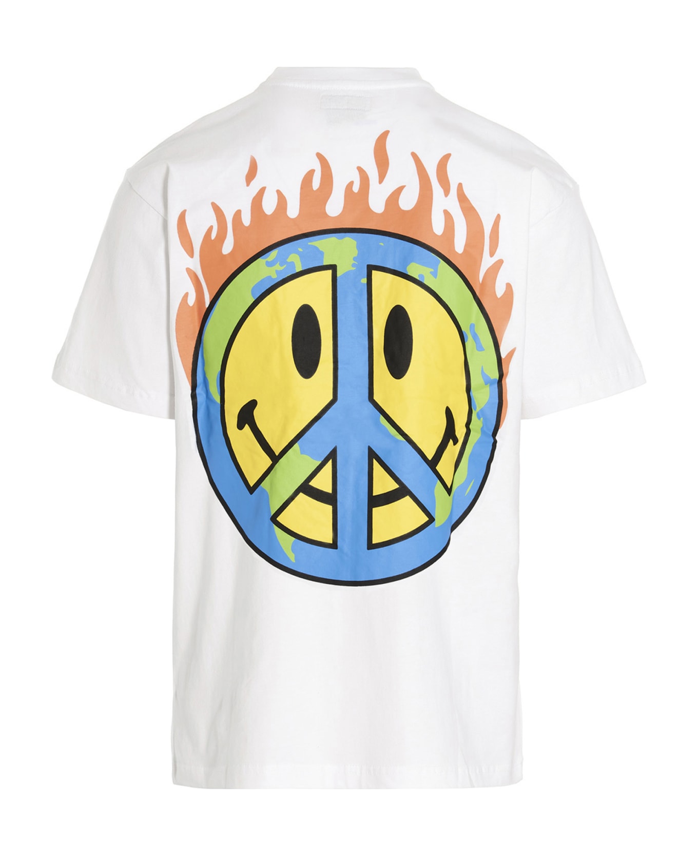Market 'smiley Earth On Fire' T-shirt - White