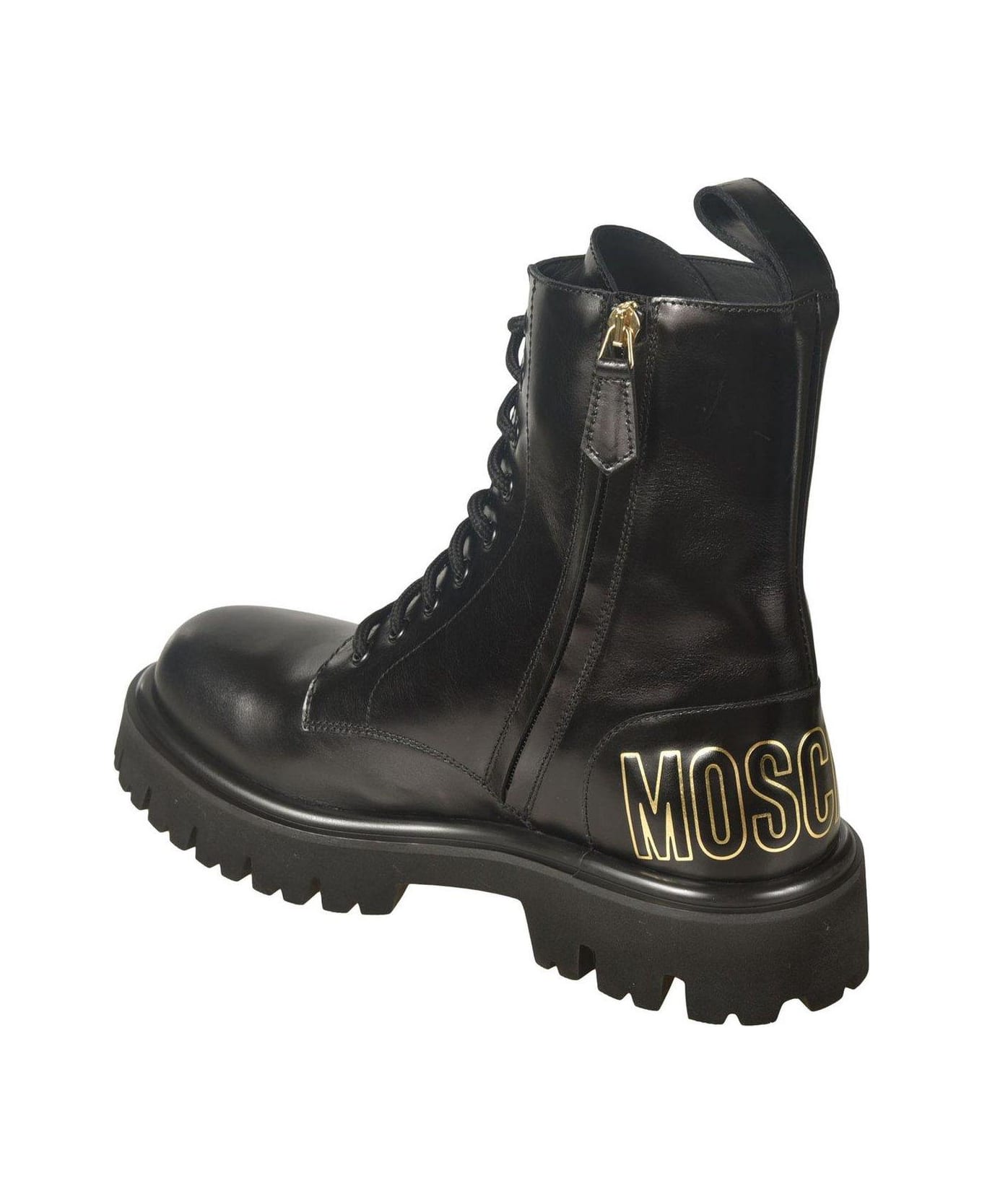 Moschino Logo-embossed Lace-up Boots - Nero