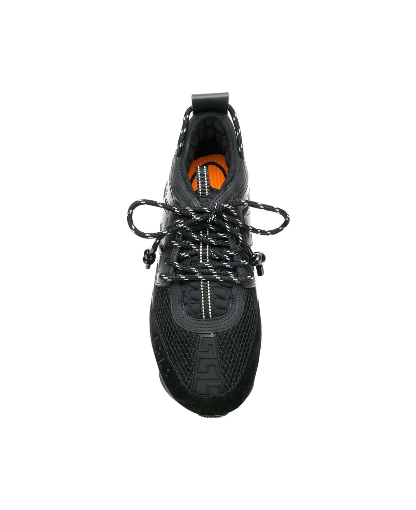 Versace Black Mesh And Leather Chain Reaction Sneakers  Versace Man - Black