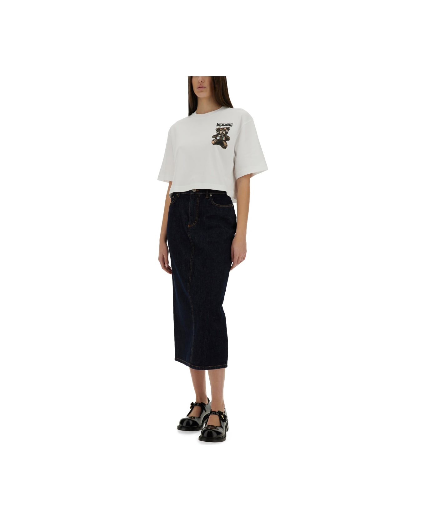 Moschino Cropped T-shirt - WHITE