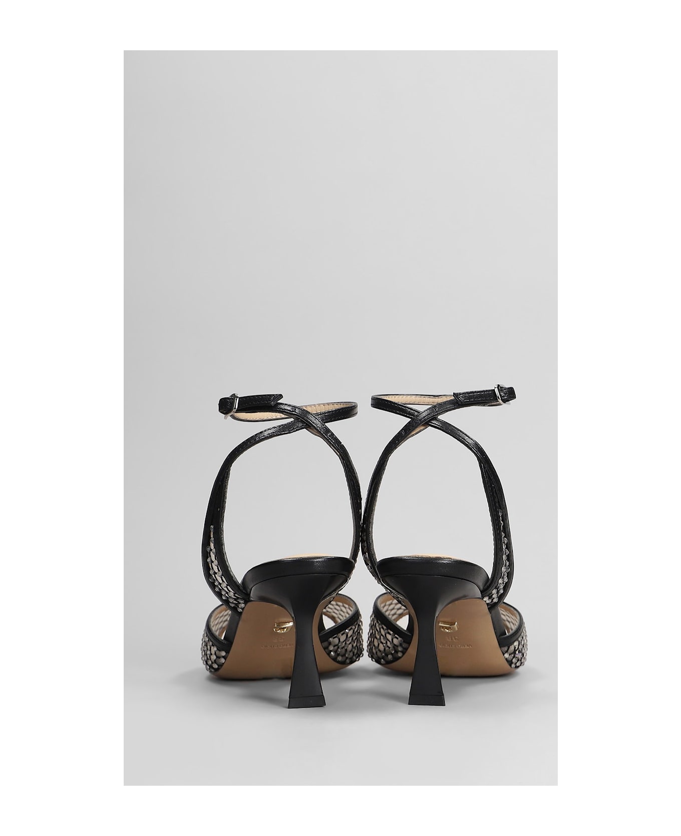 Lola Cruz Carmen 65 Sandals In Black Leather And Fabric - black