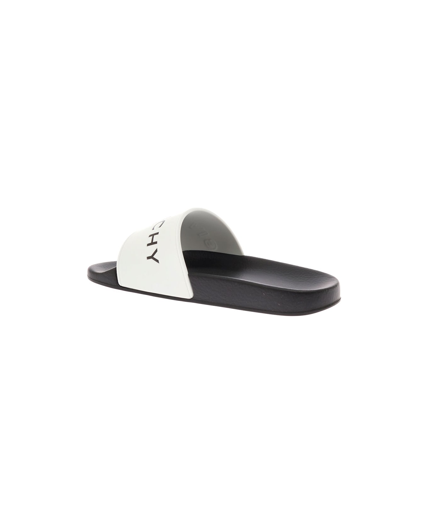 Givenchy Black And White Slide Rubber Sandals With Logo  Givenchy Kids Boy - White