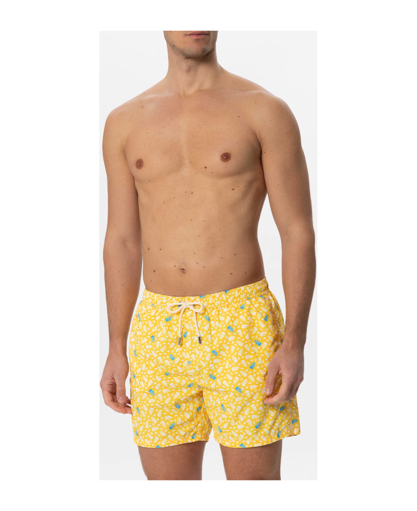 MC2 Saint Barth Light Fabric Swim Shorts Jellyfish Print - YELLOW