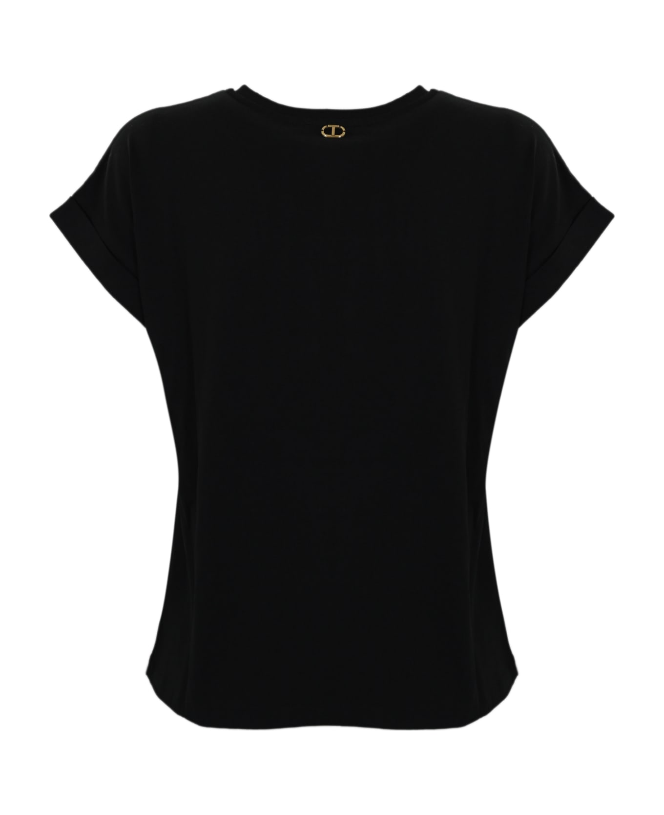 TwinSet Cotton T-shirt With Animalier Logo - Nero Tシャツ