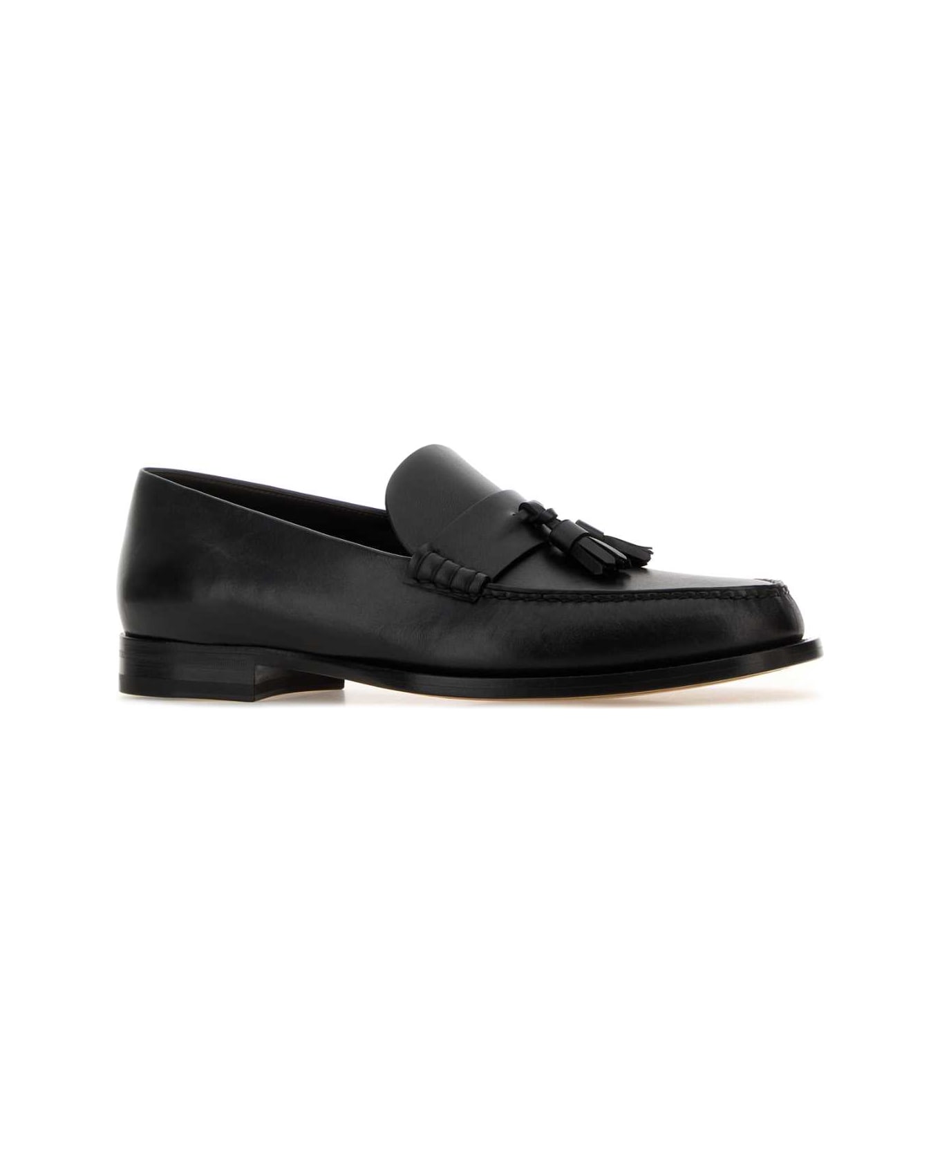 The Row Black Leather Novus Loafers - Black