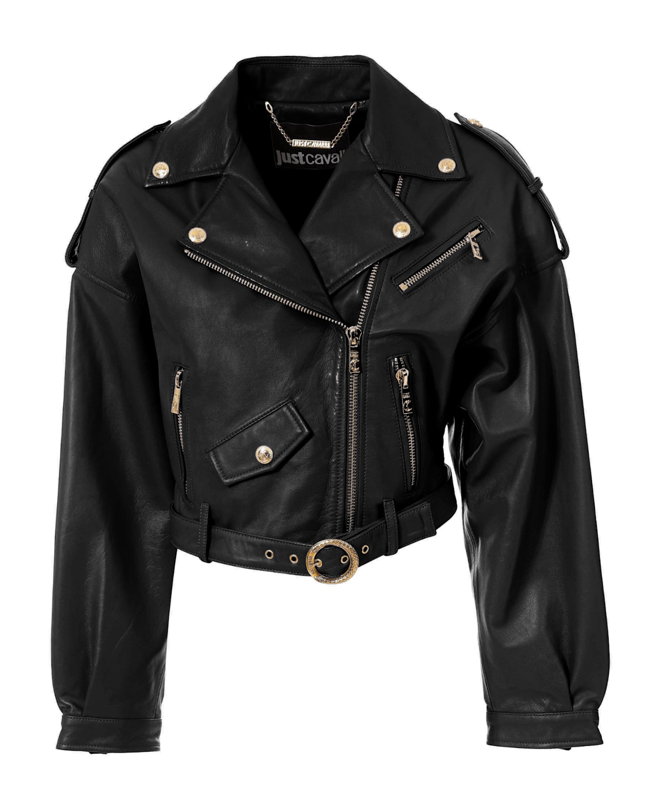 Just Cavalli Leather Jacket - Black