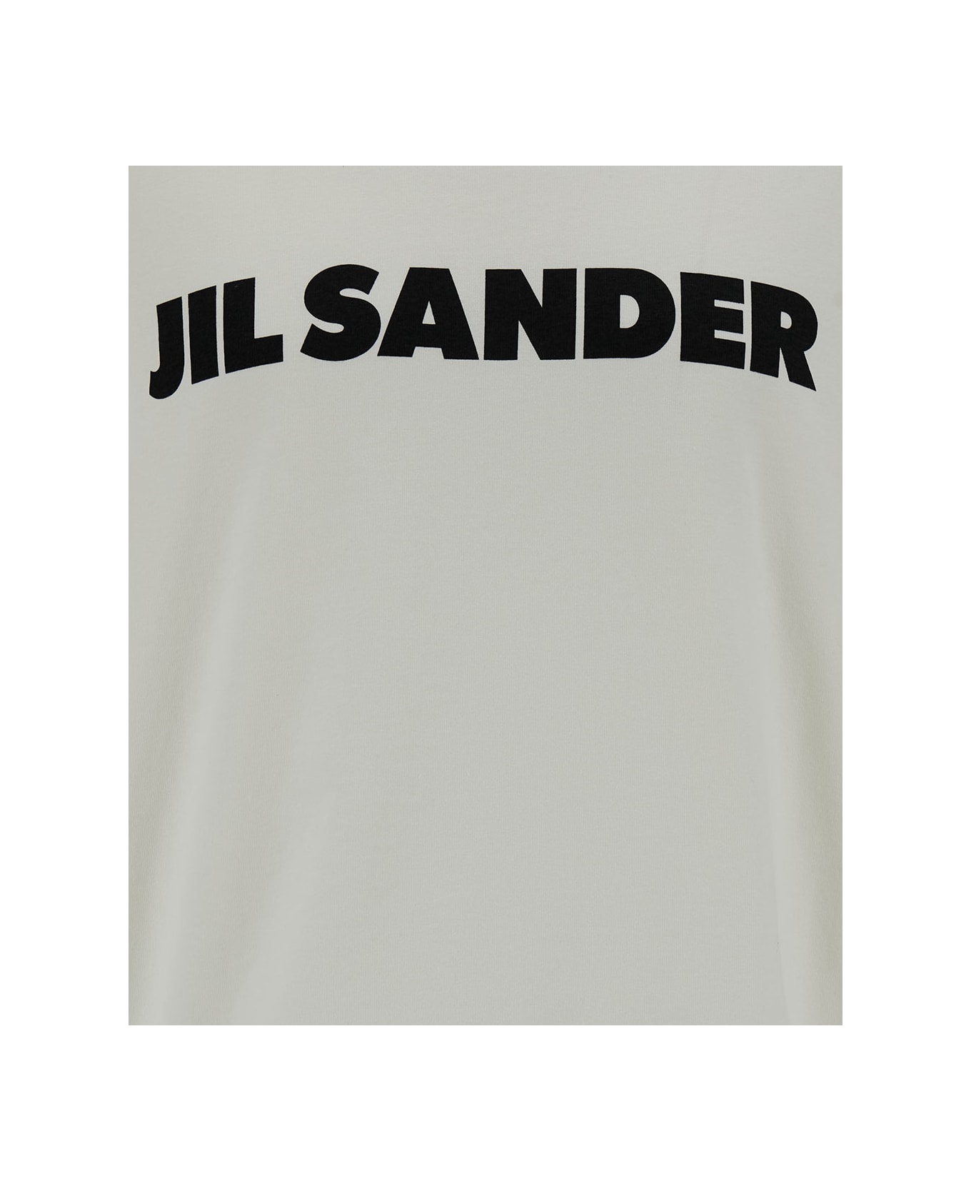 Jil Sander White Long Sleeve T-shirt With Contrasting Logo Print In Lightweight Cotton Man - White フリース