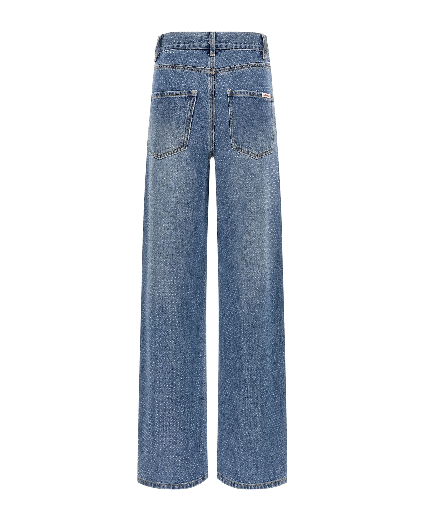 self-portrait 'rhinestone Denim Straight Leg' Jeans - Blue
