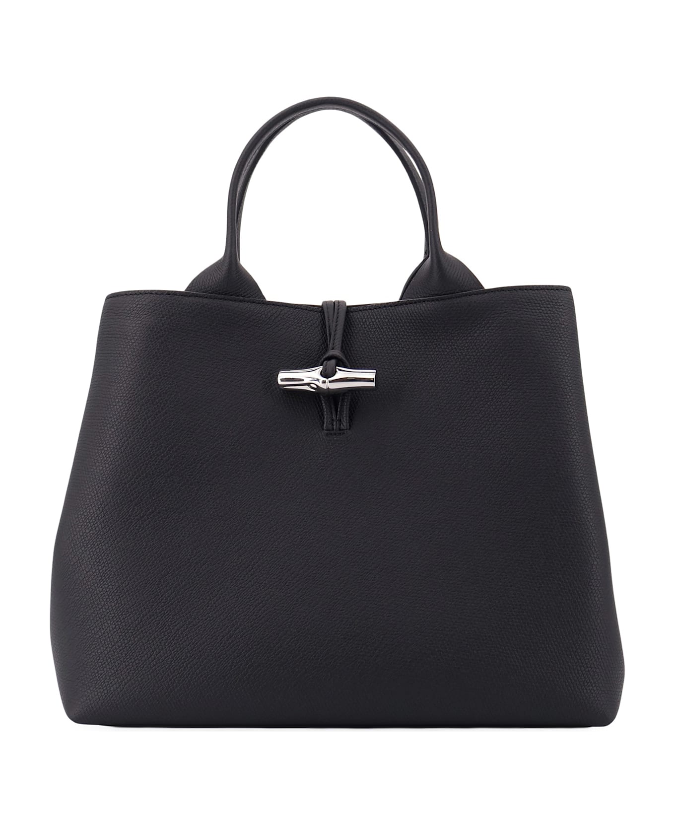 Longchamp Le Roseau L Leather Handbag - Black