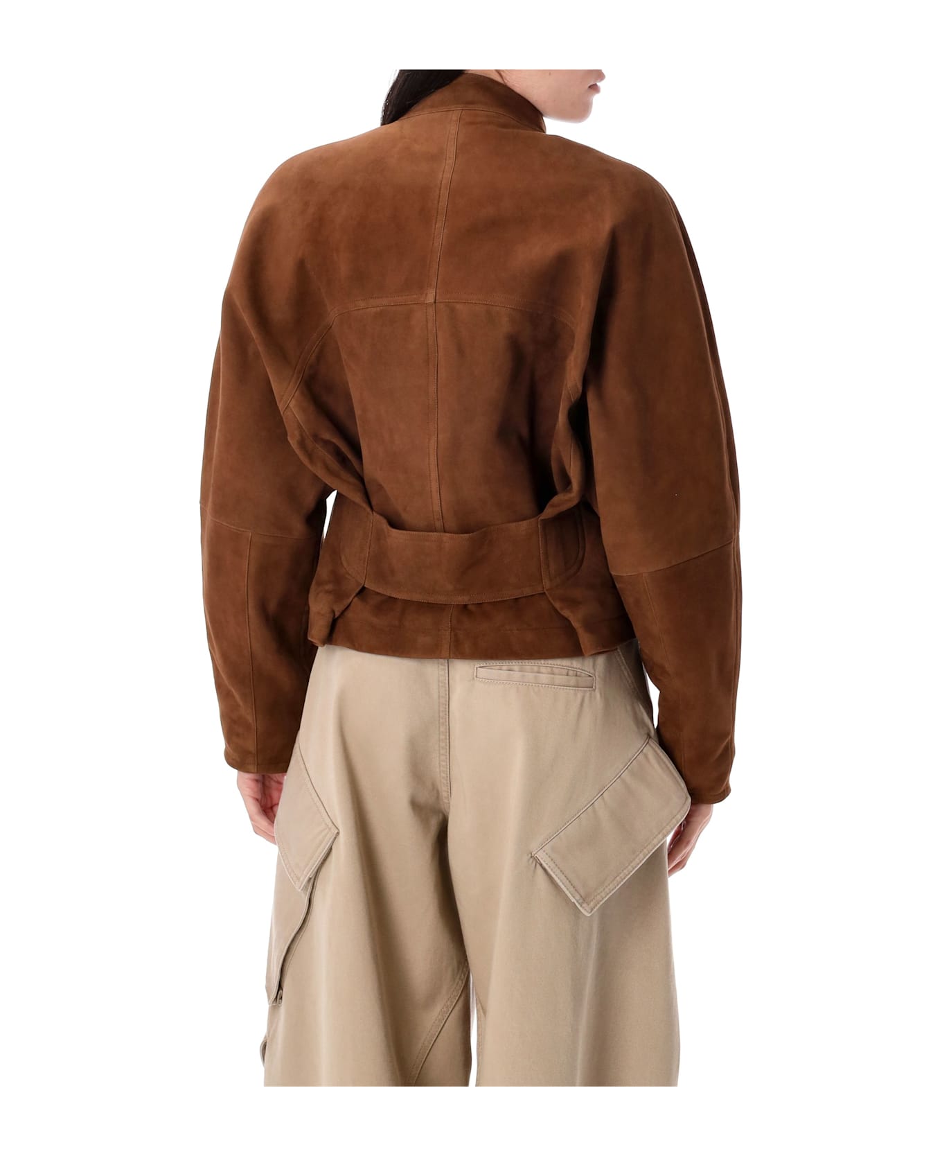 Alaia Round Suede Jacket - NOISETTE