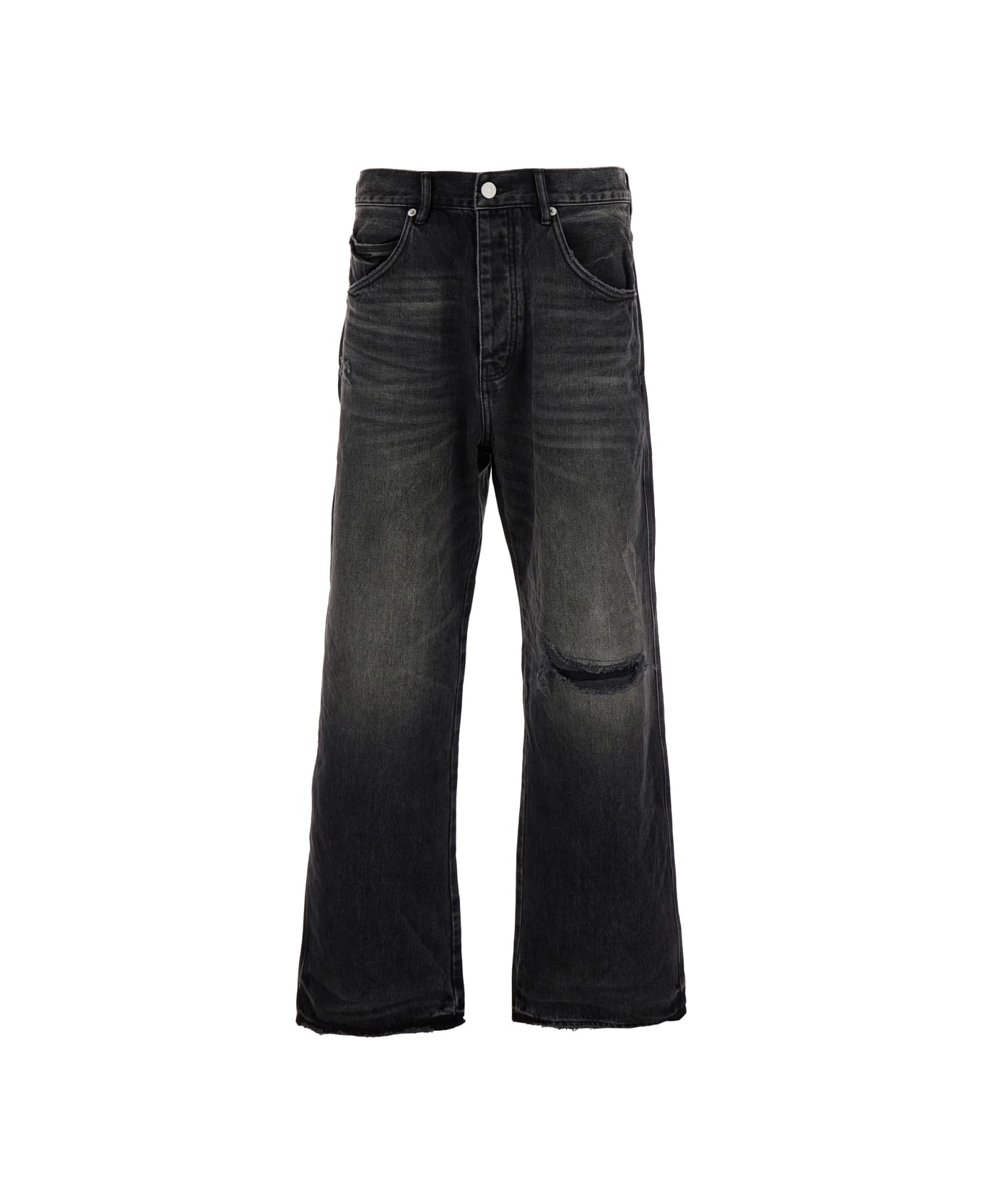 Purple Brand 'concorde Rip Repair' Black Jeans With Ripped Detail On The Front And Logo Patch On The Rear In Denim Man - Black