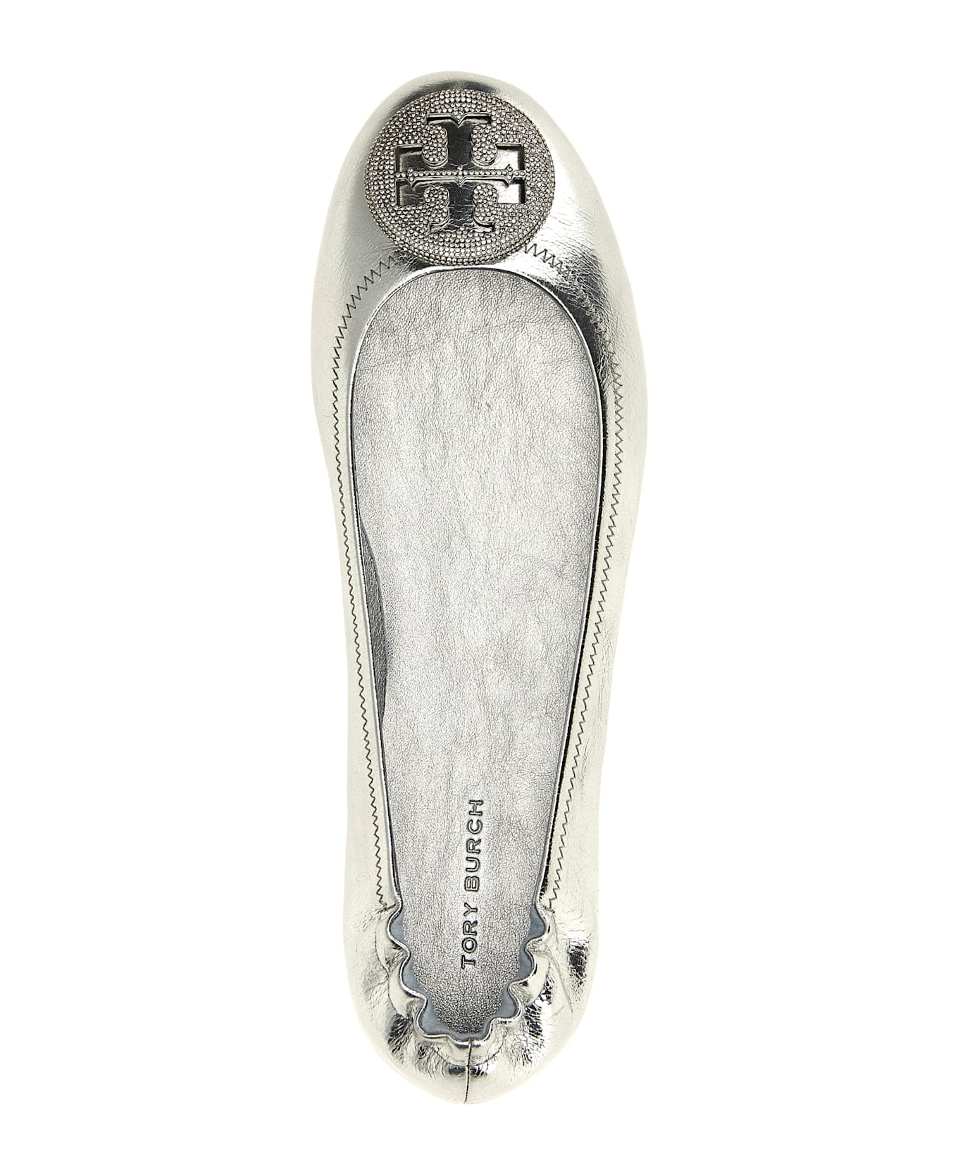 Tory Burch 'minnie Travel' Ballet Flats - Silver