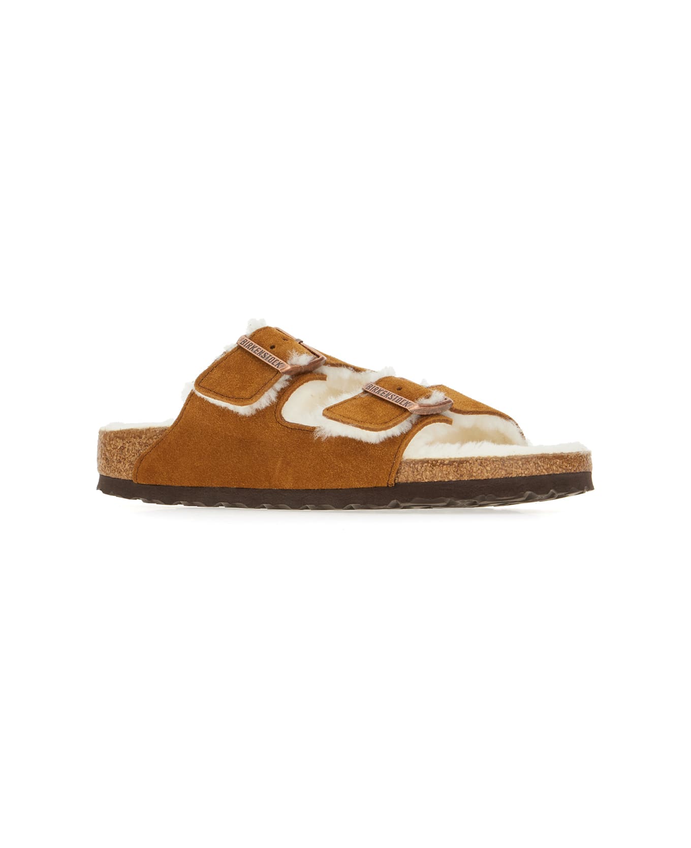 Birkenstock Camel Shearling Arizona Sandals - MINK