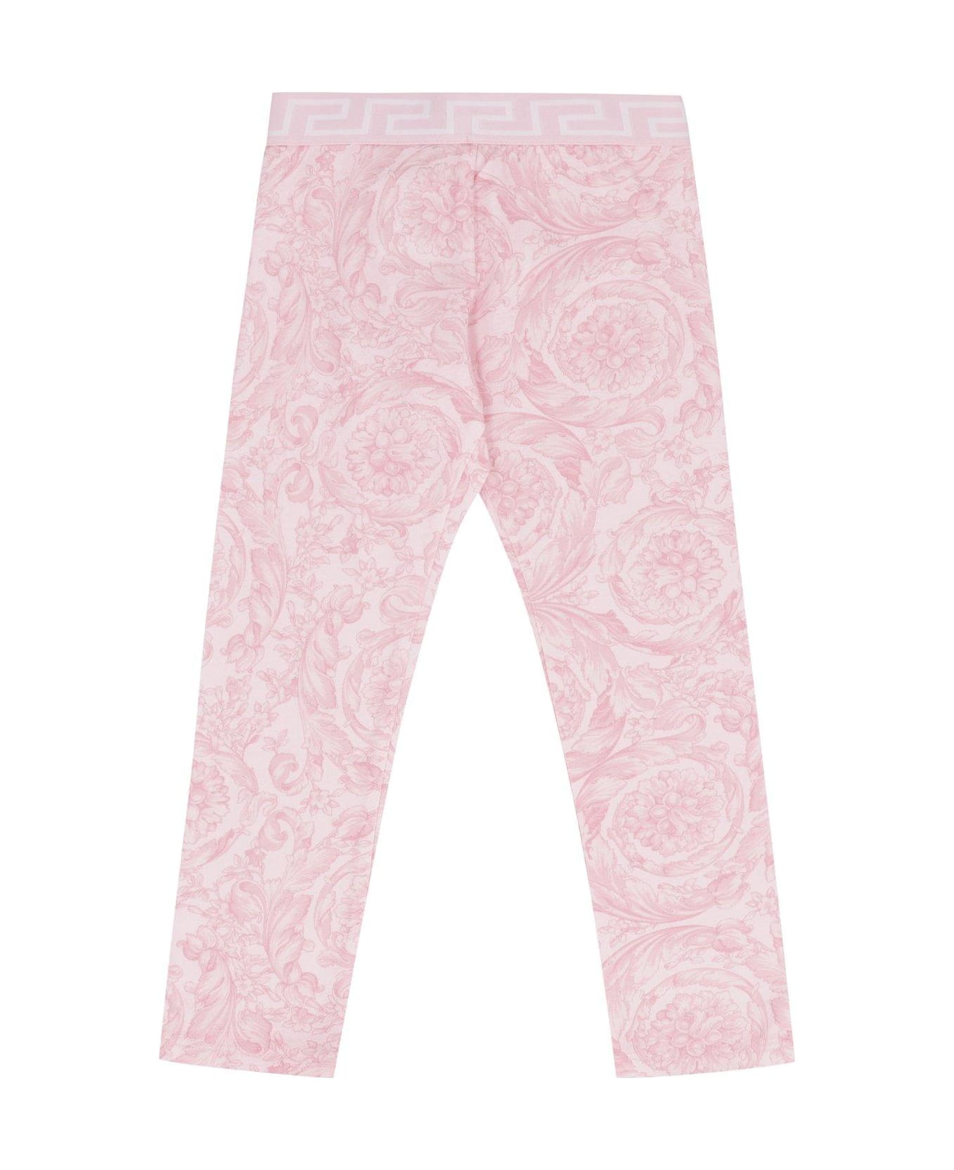 Versace Barocco-printed Stretched Leggings - Rosa ボトムス