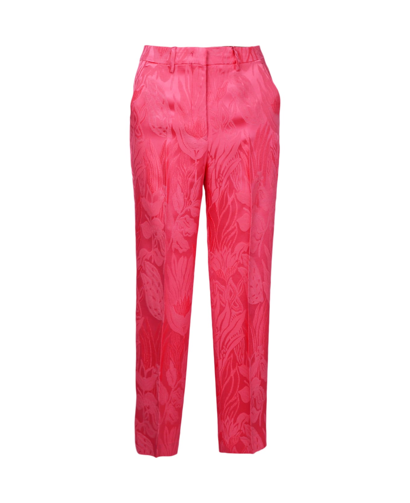 Etro Tailored Floral Jacquard Trousers - Red